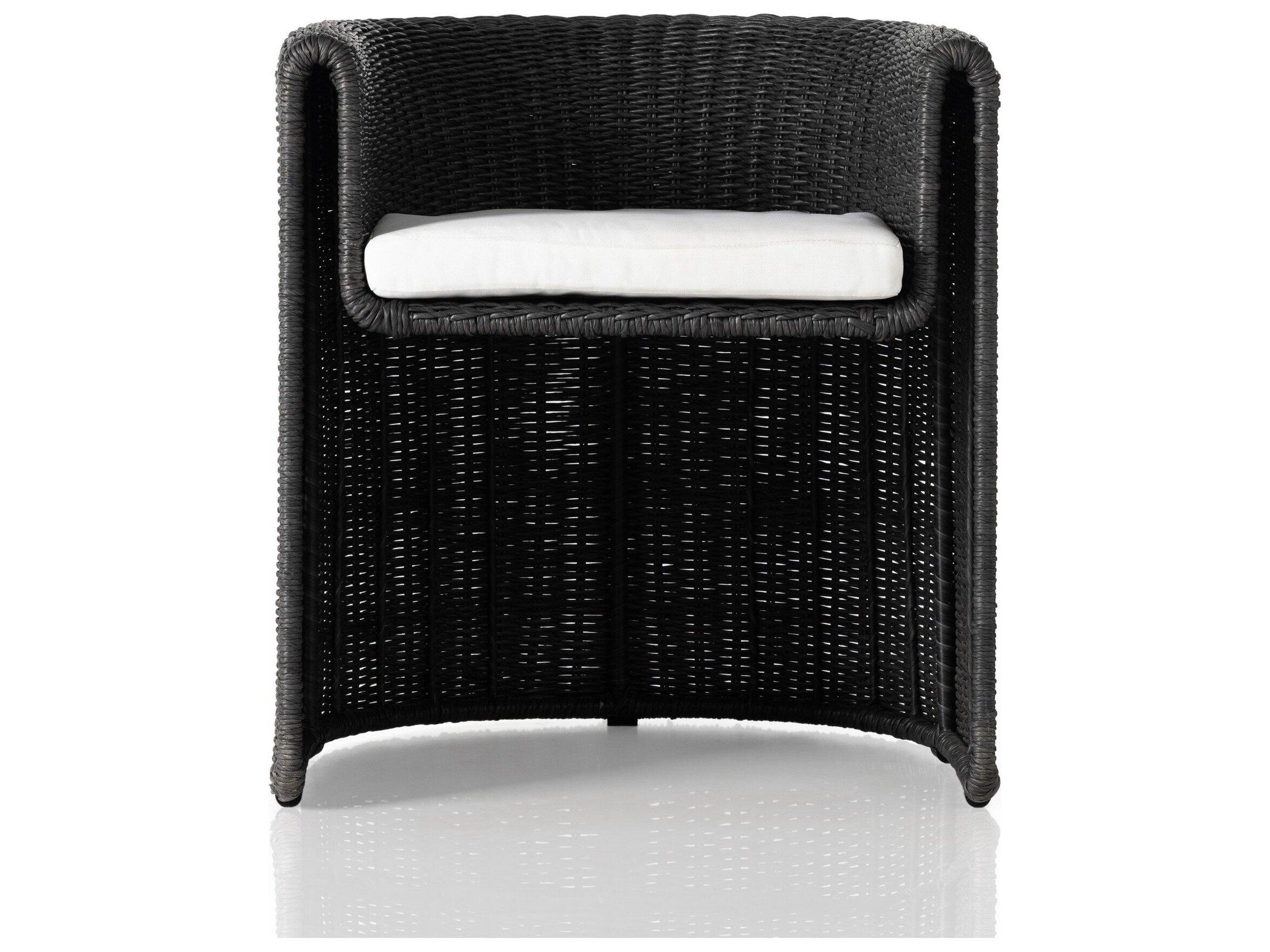 Four Hands Outdoor Grass Roots Vintage Coal Dining Chair with Stinson White Cushion