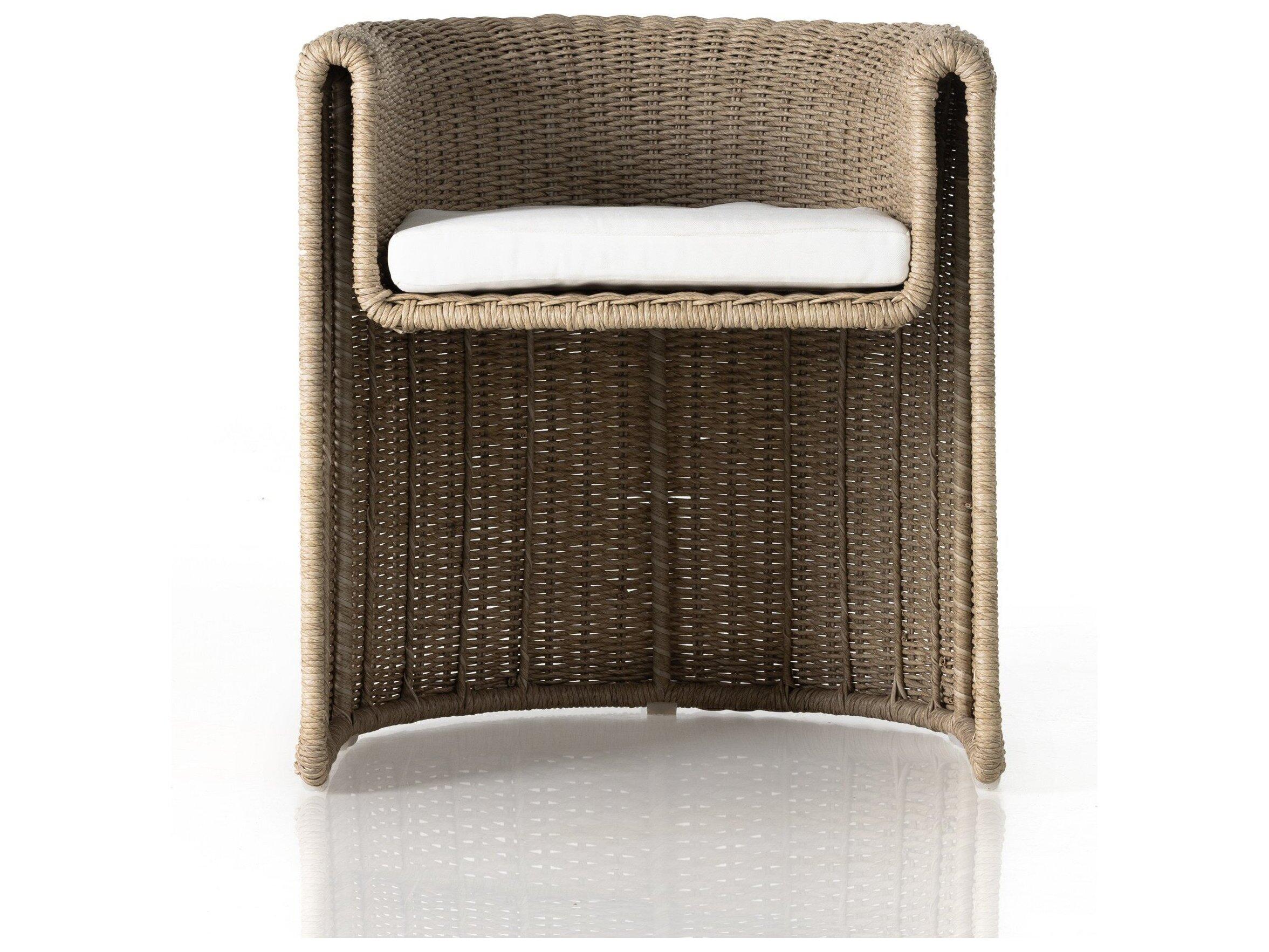 Four Hands Outdoor Grass Roots Vintage White Dining Chair with Stinson White Cushion