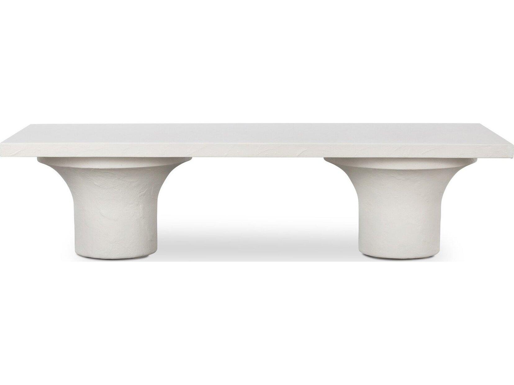 Four Hands Outdoor Constantine White Concrete Rectangular Coffee Table