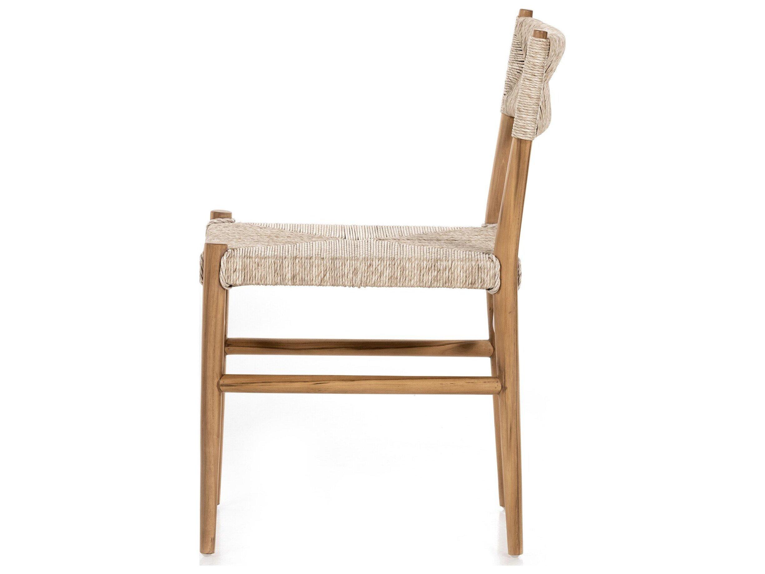 Four Hands Outdoor Grass Roots Lomas Natural Teak Rope Dining Side Chair