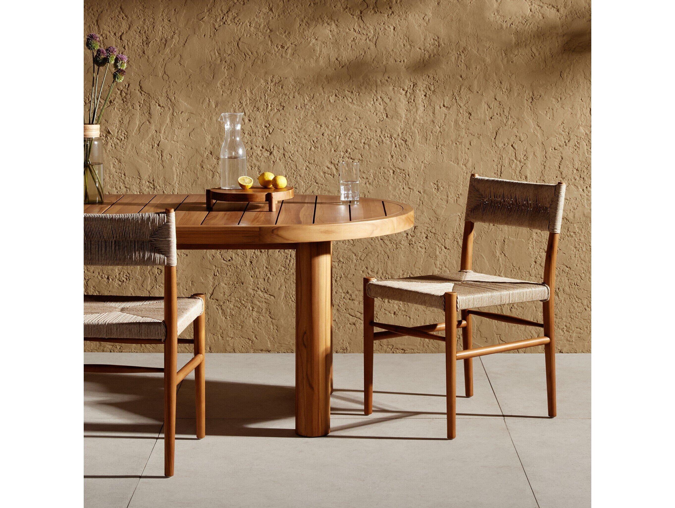 Four Hands Outdoor Grass Roots Lomas Natural Teak Rope Dining Side Chair