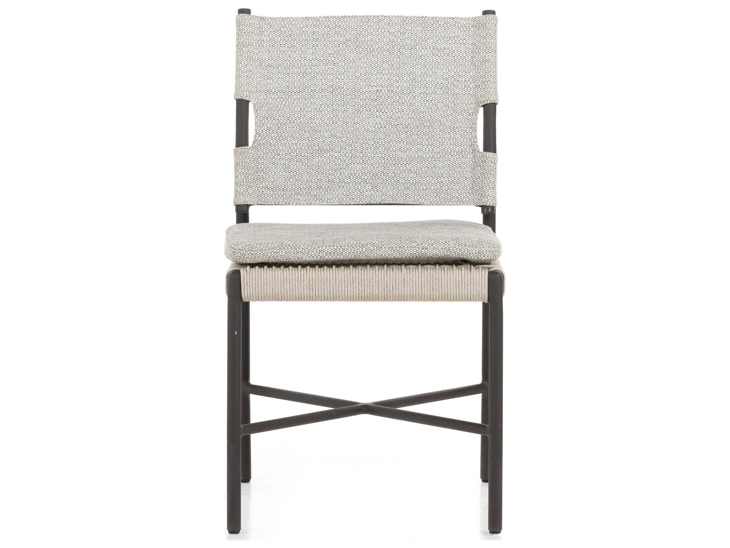 Four Hands Outdoor Solano Bronze Aluminum / Ivory Rope Dining Chair with Faye Ash Cushion