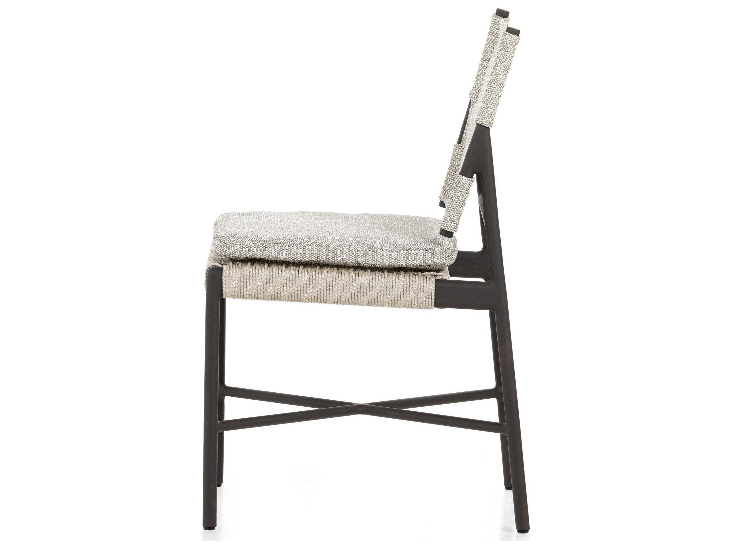 Four Hands Outdoor Solano Bronze Aluminum / Ivory Rope Dining Chair with Faye Ash Cushion