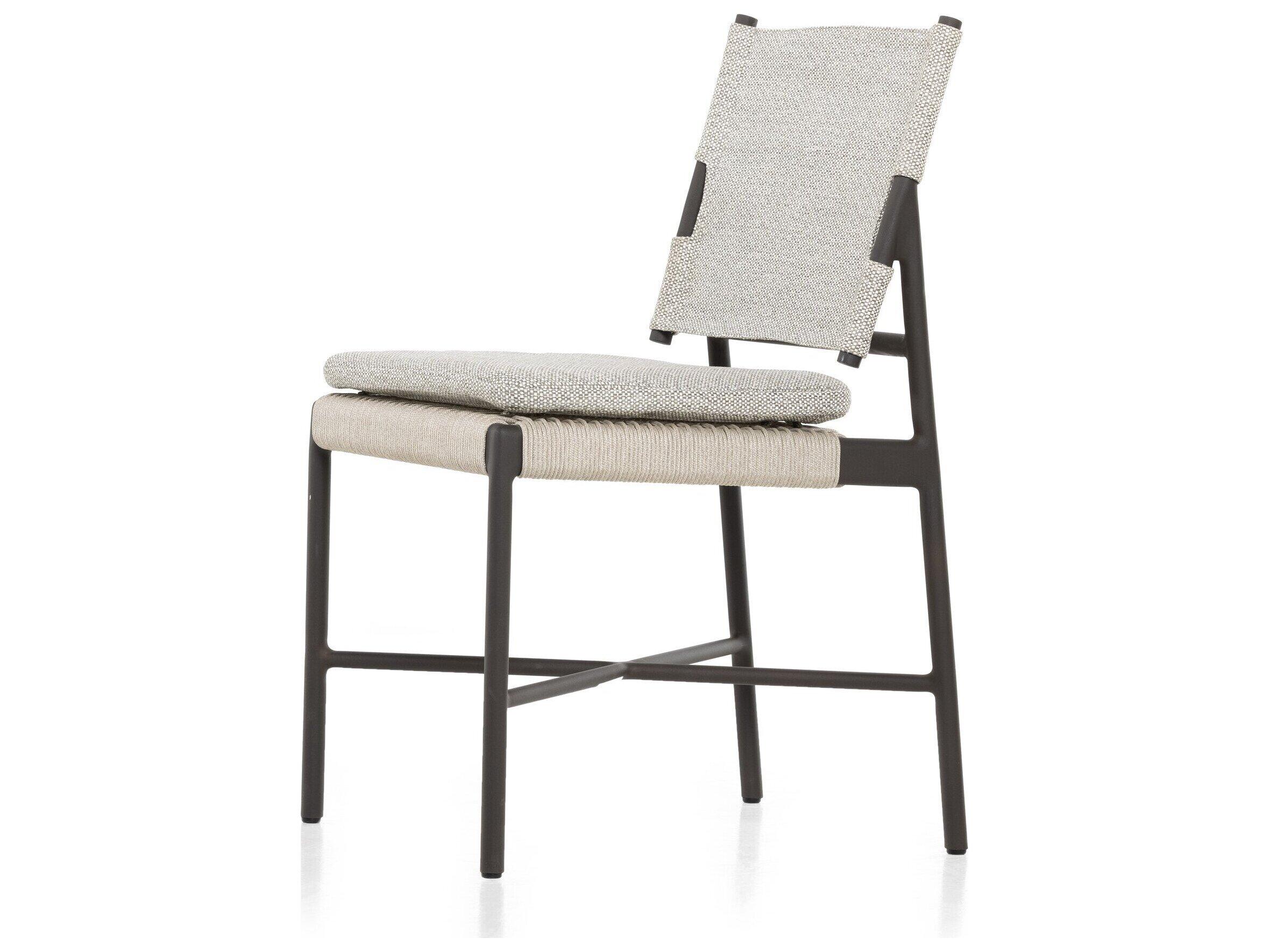 Four Hands Outdoor Solano Bronze Aluminum / Ivory Rope Dining Chair with Faye Ash Cushion