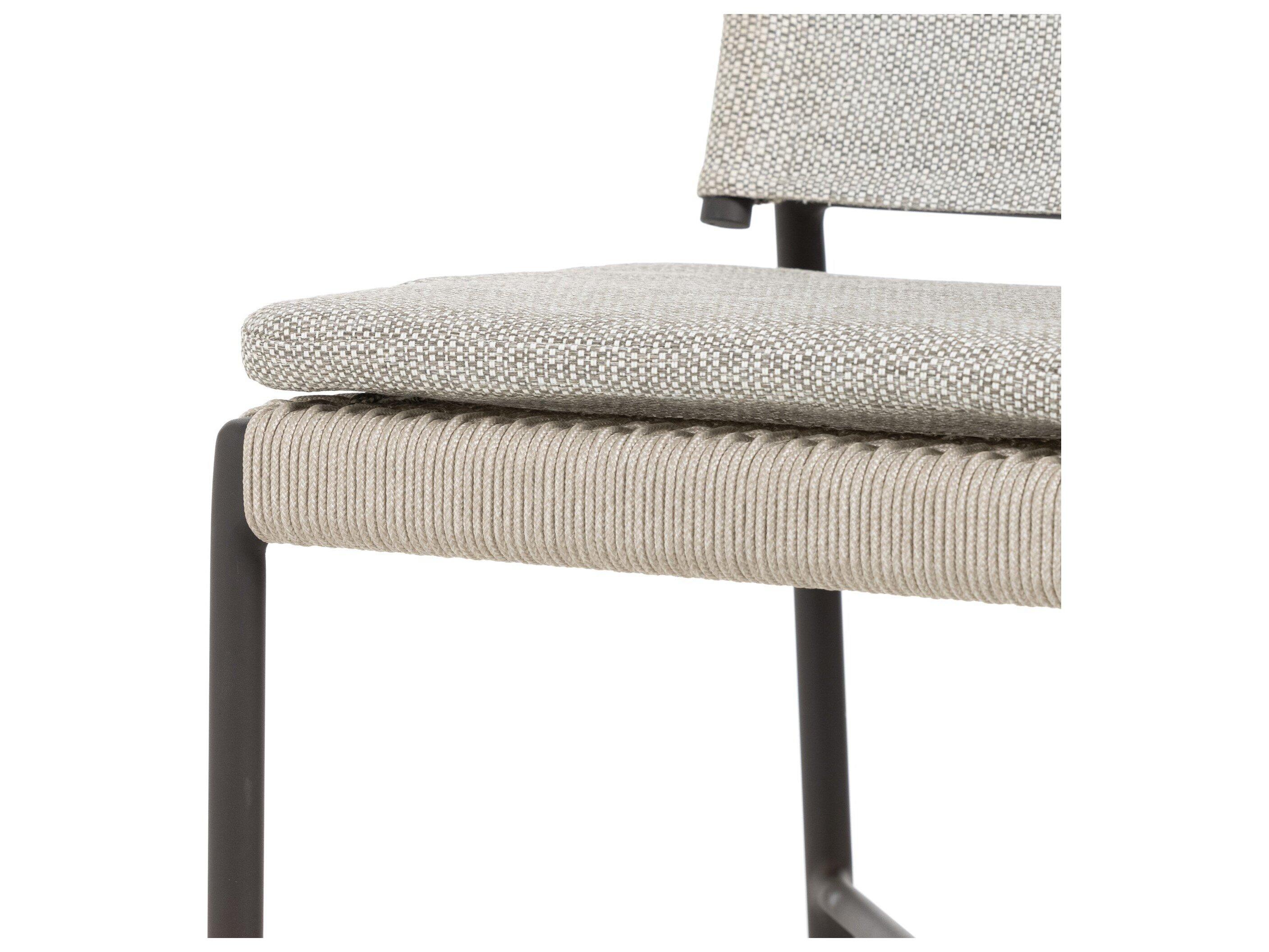 Luxecor Globetrotter Outdoor Bronze Aluminum / Ivory Rope Dining Chair with Faye Ash Cushion