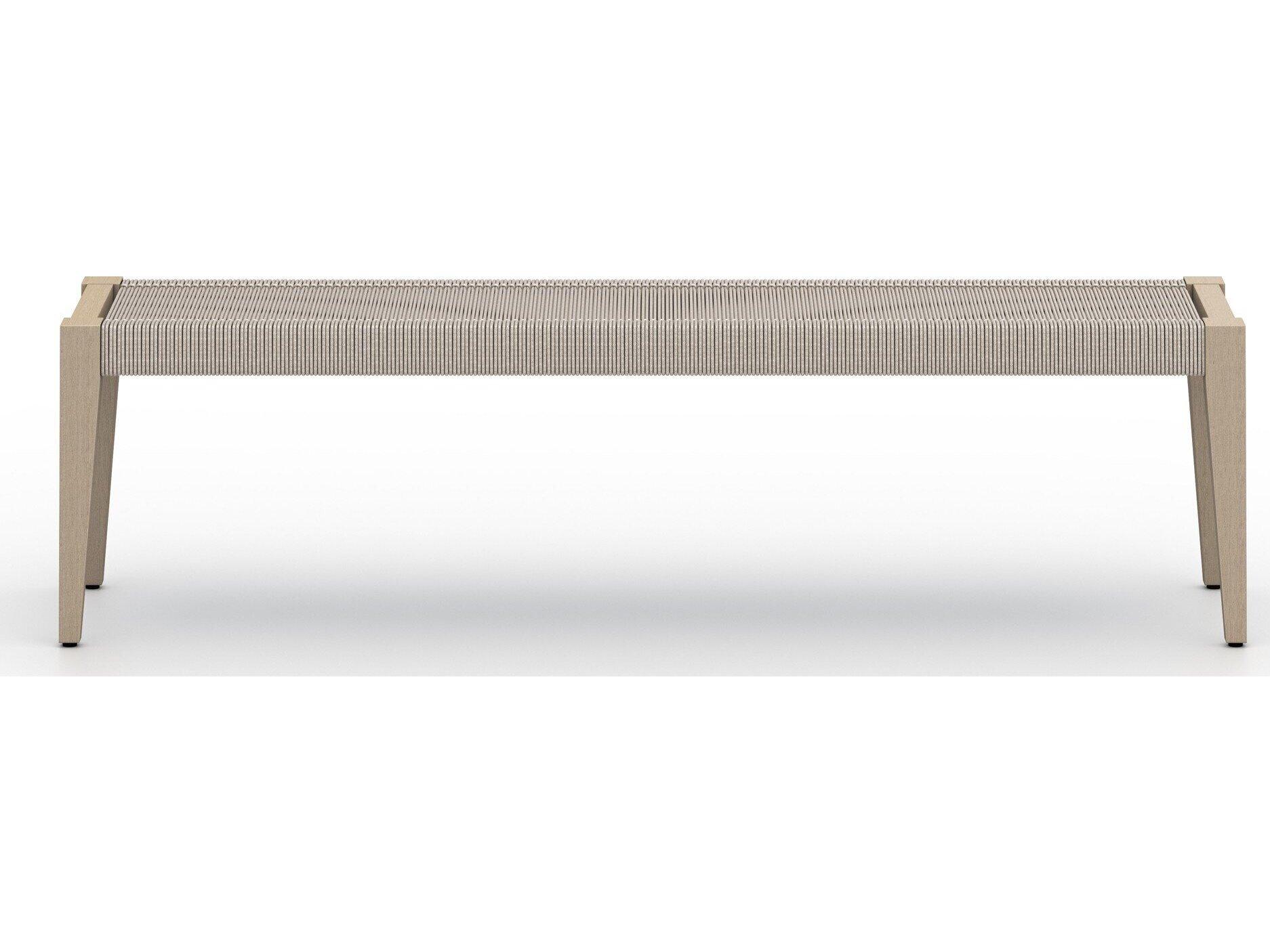 Luxecor Globetrotter Outdoor Washed Brown Teak / Grey Rope Bench