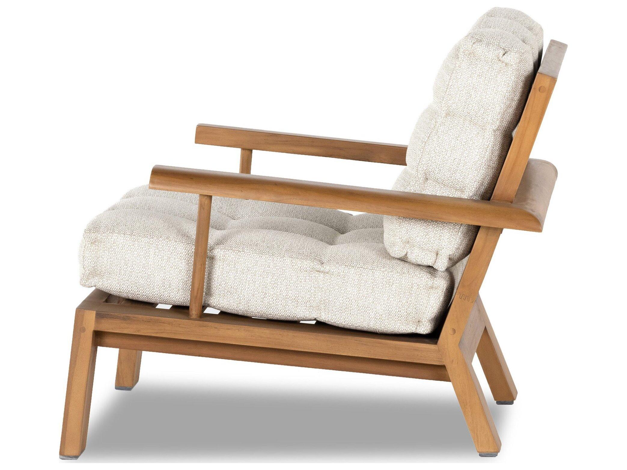 Four Hands Outdoor Solano Faye Sand / Natural Teak Cushion Lounge Chair