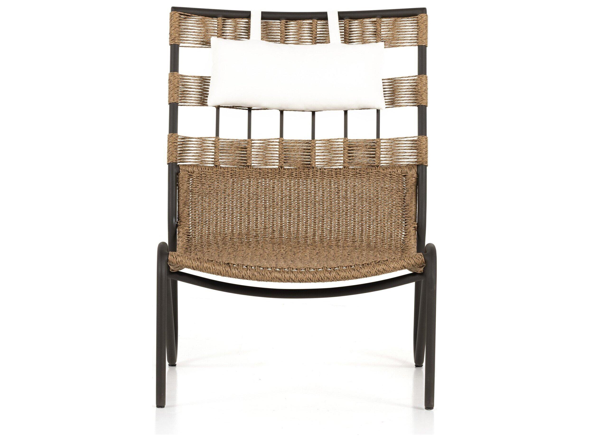 Four Hands Outdoor Solano Bronze Aluminum / Faux Dark Hyacinth Lounge Chair with Natural Ivory Cushion