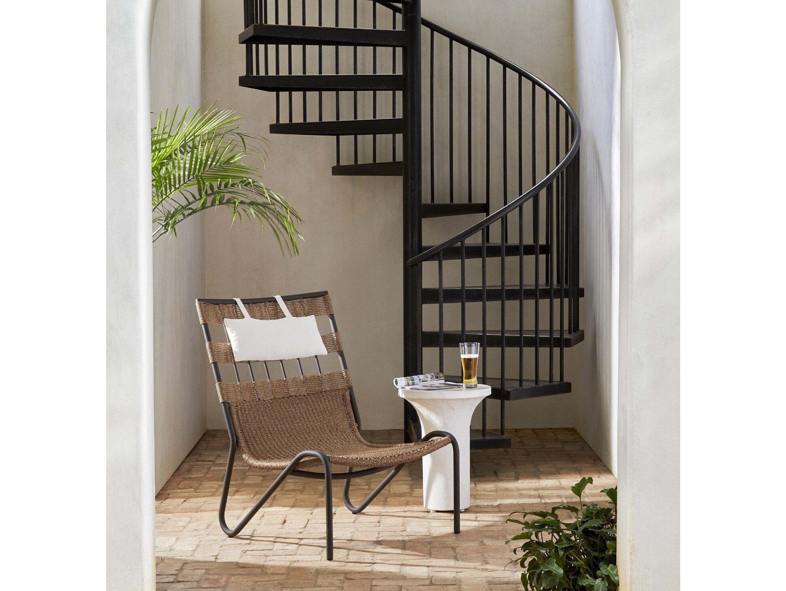 Four Hands Outdoor Solano Bronze Aluminum / Faux Dark Hyacinth Lounge Chair with Natural Ivory Cushion