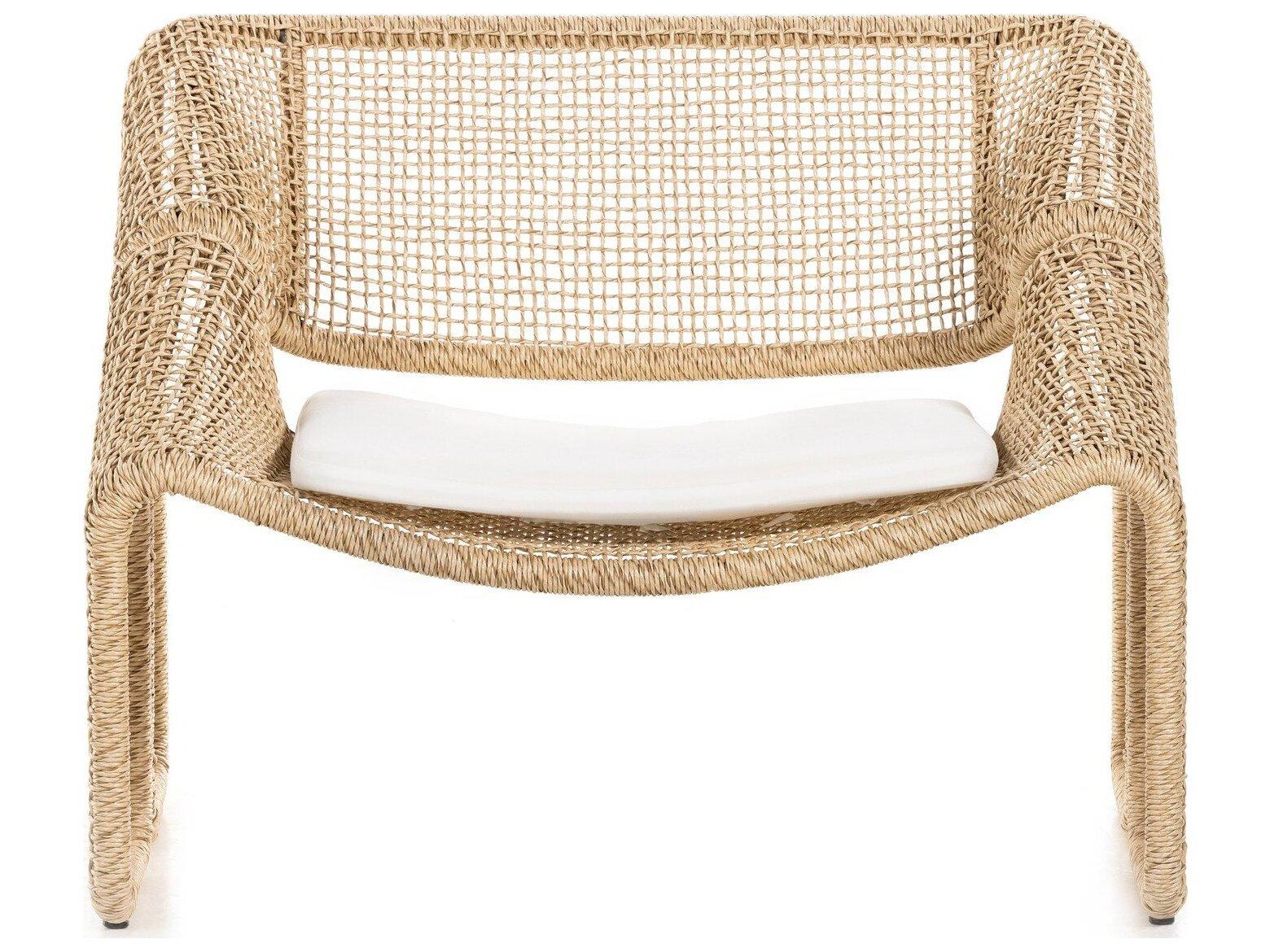 Four Hands Outdoor Solano Natural Ivory / Hyacinth Fabric Polypropylene Cushion Lounge Chair