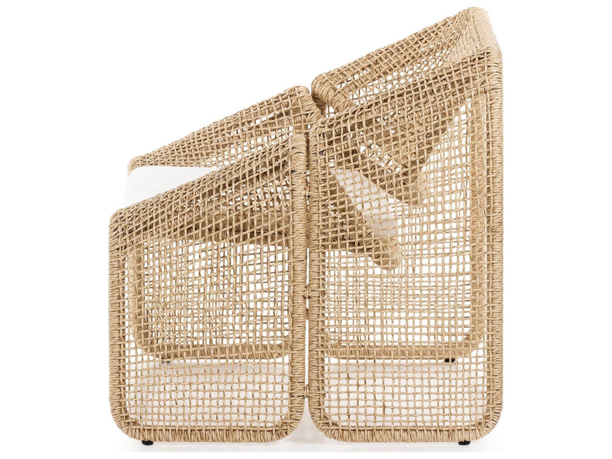 Four Hands Outdoor Solano Natural Ivory / Hyacinth Fabric Polypropylene Cushion Lounge Chair