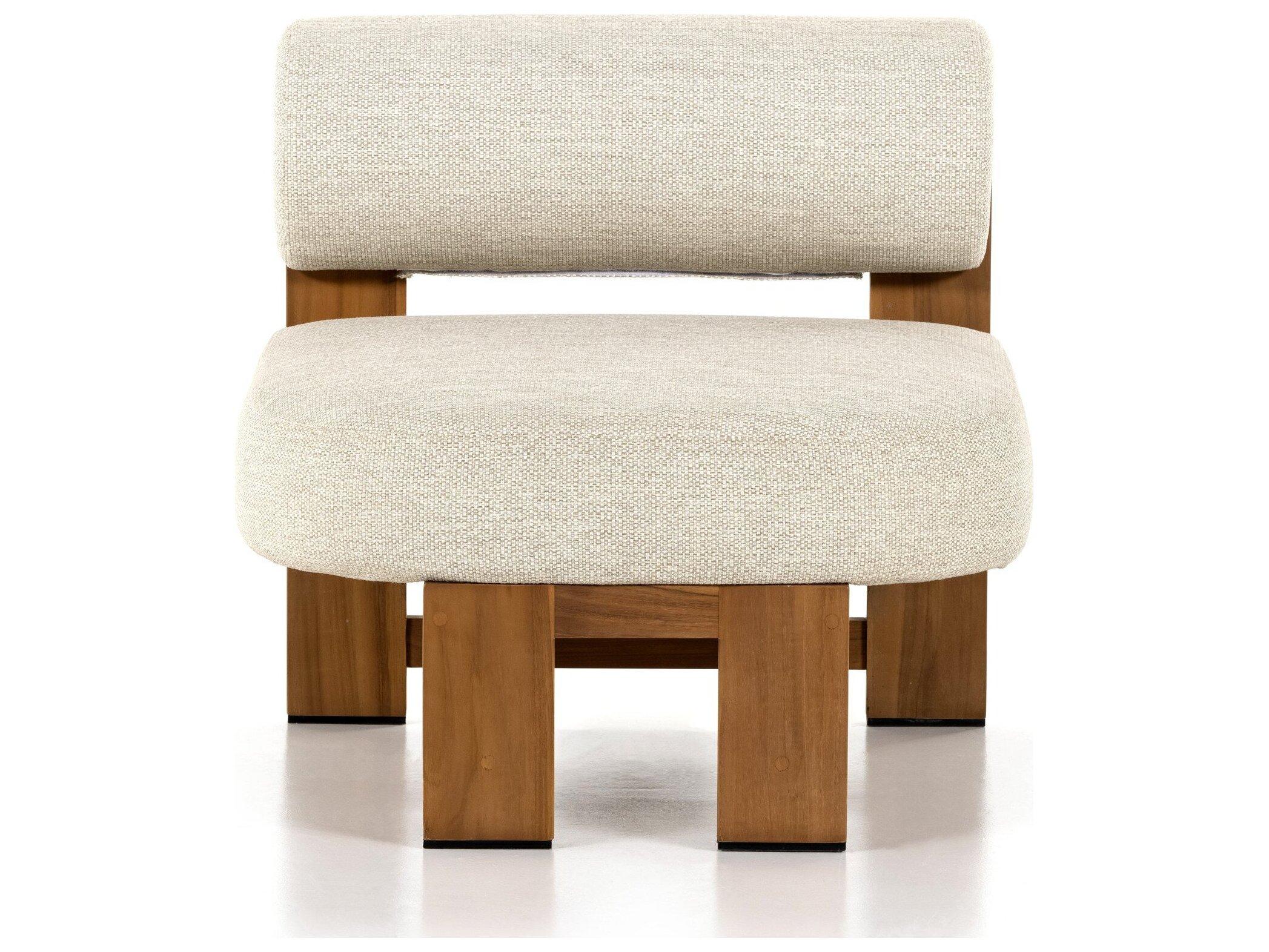 Four Hands Outdoor Solano Faye Sand / Natural Teak Cushion Lounge Chair