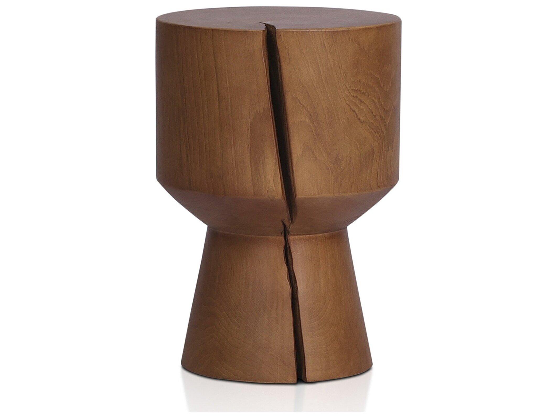 Four Hands Outdoor Grass Roots Natural Teak Round End Table