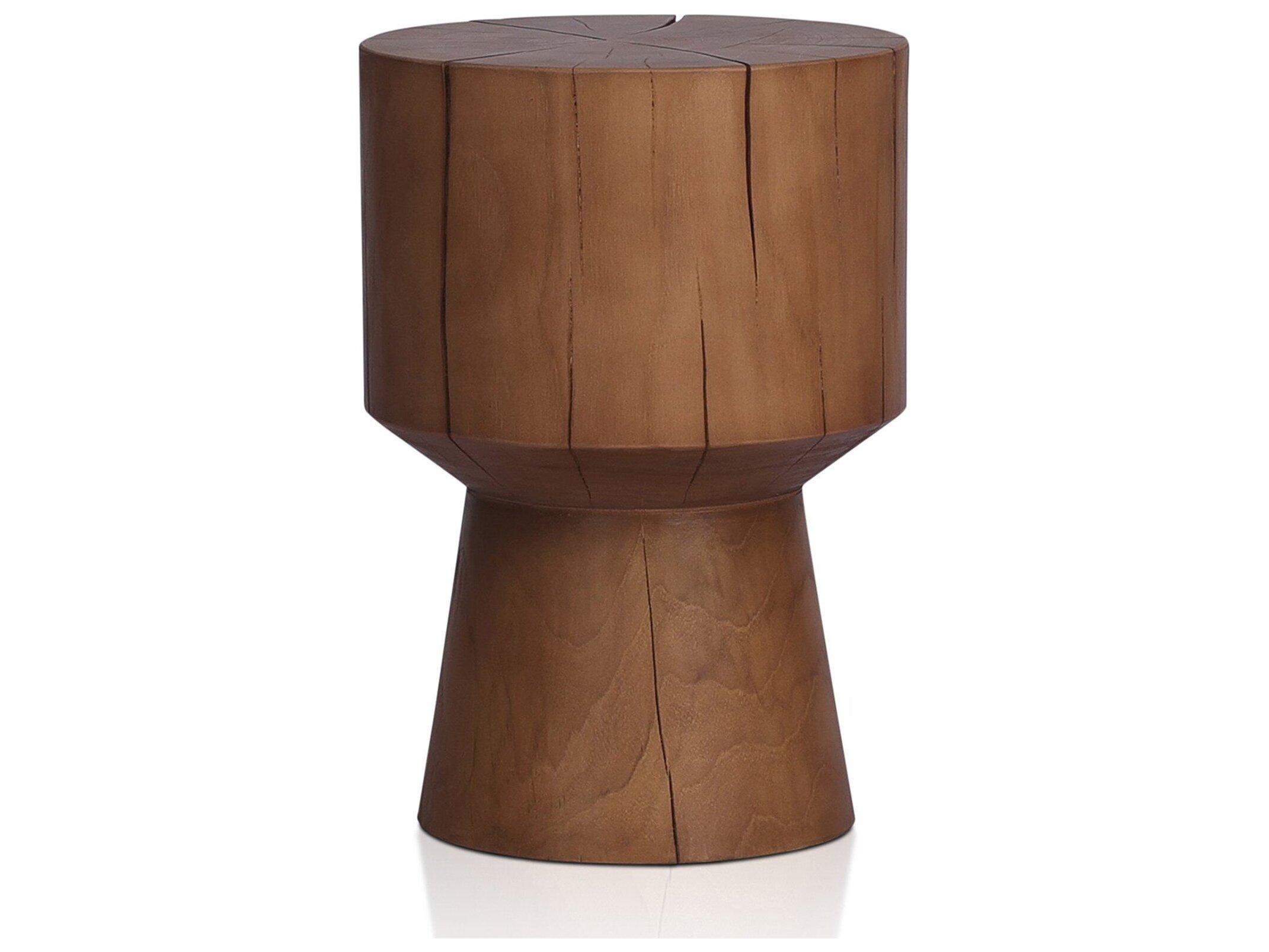 Four Hands Outdoor Grass Roots Natural Teak Round End Table
