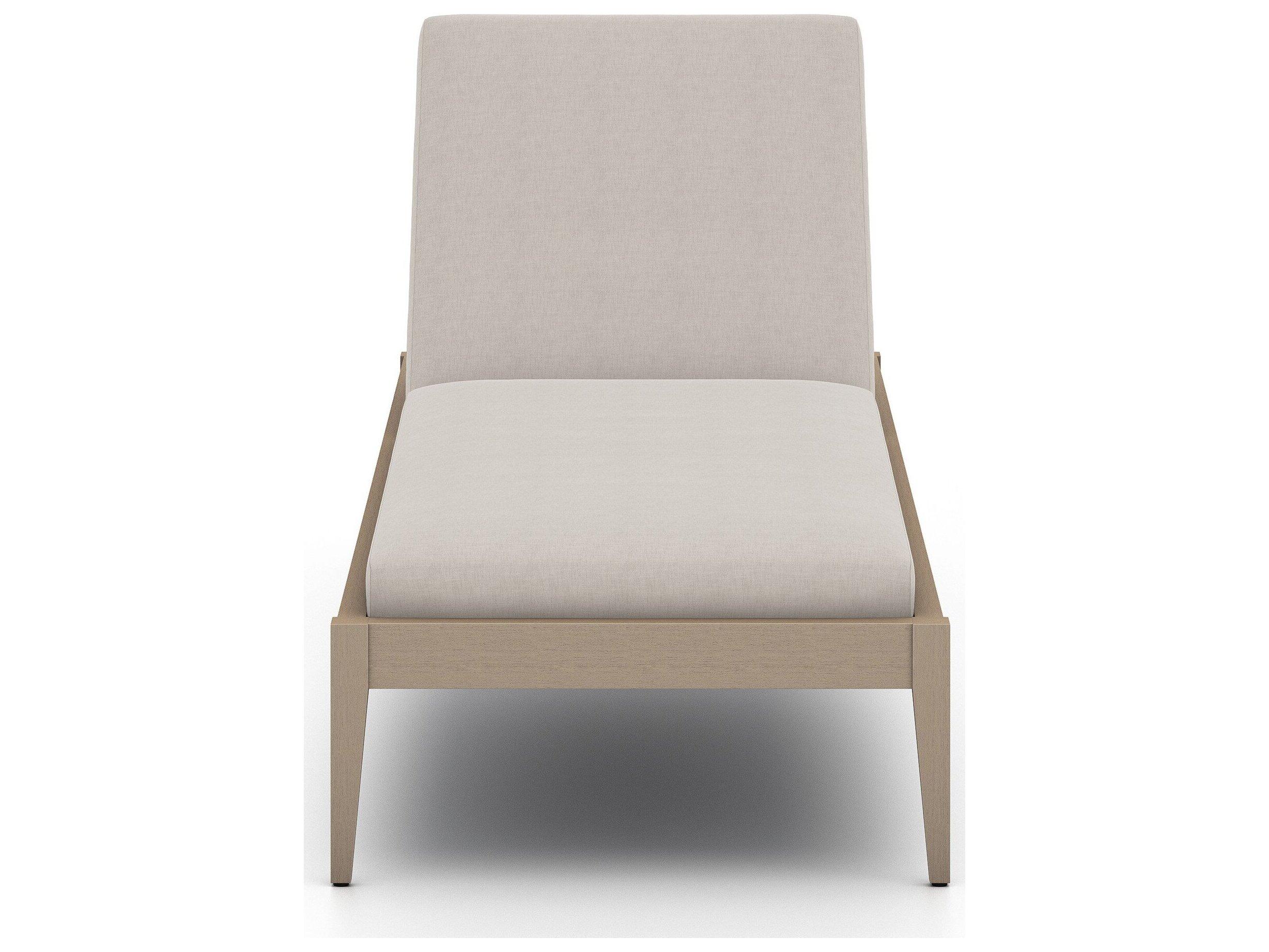 Four Hands Outdoor Solano Washed Brown Teak / Grey Rope Chaise Lounge with Stone Grey Cushion