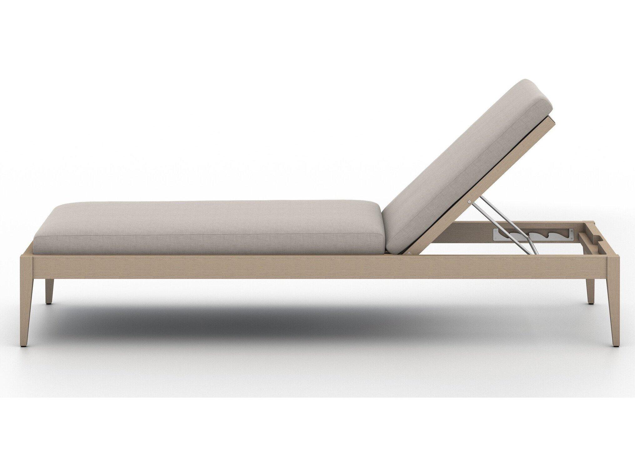 Four Hands Outdoor Solano Washed Brown Teak / Grey Rope Chaise Lounge with Stone Grey Cushion