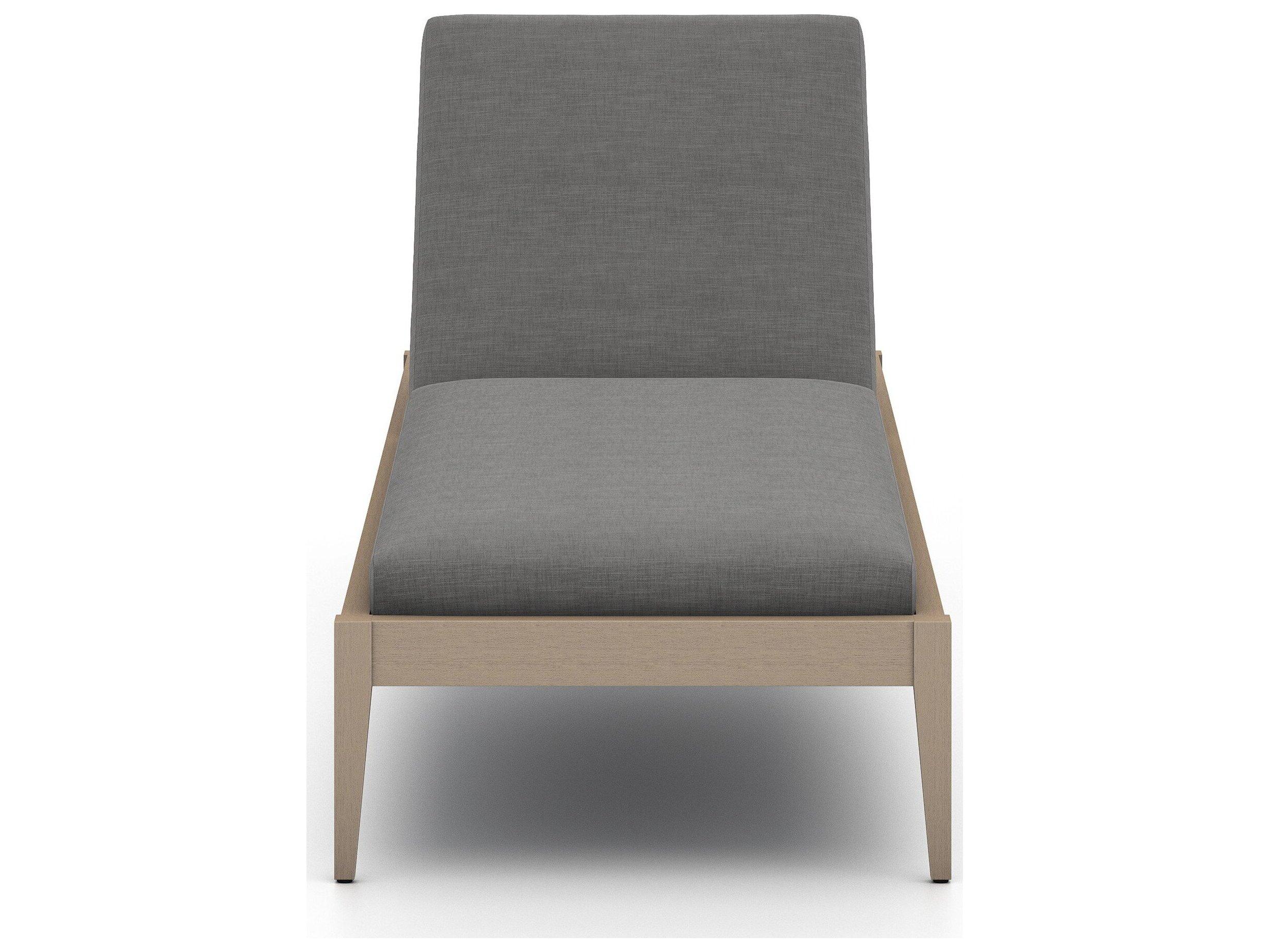 Luxecor Globetrotter Outdoor Washed Brown Teak / Grey Rope Chaise Lounge with Charcoal Cushion