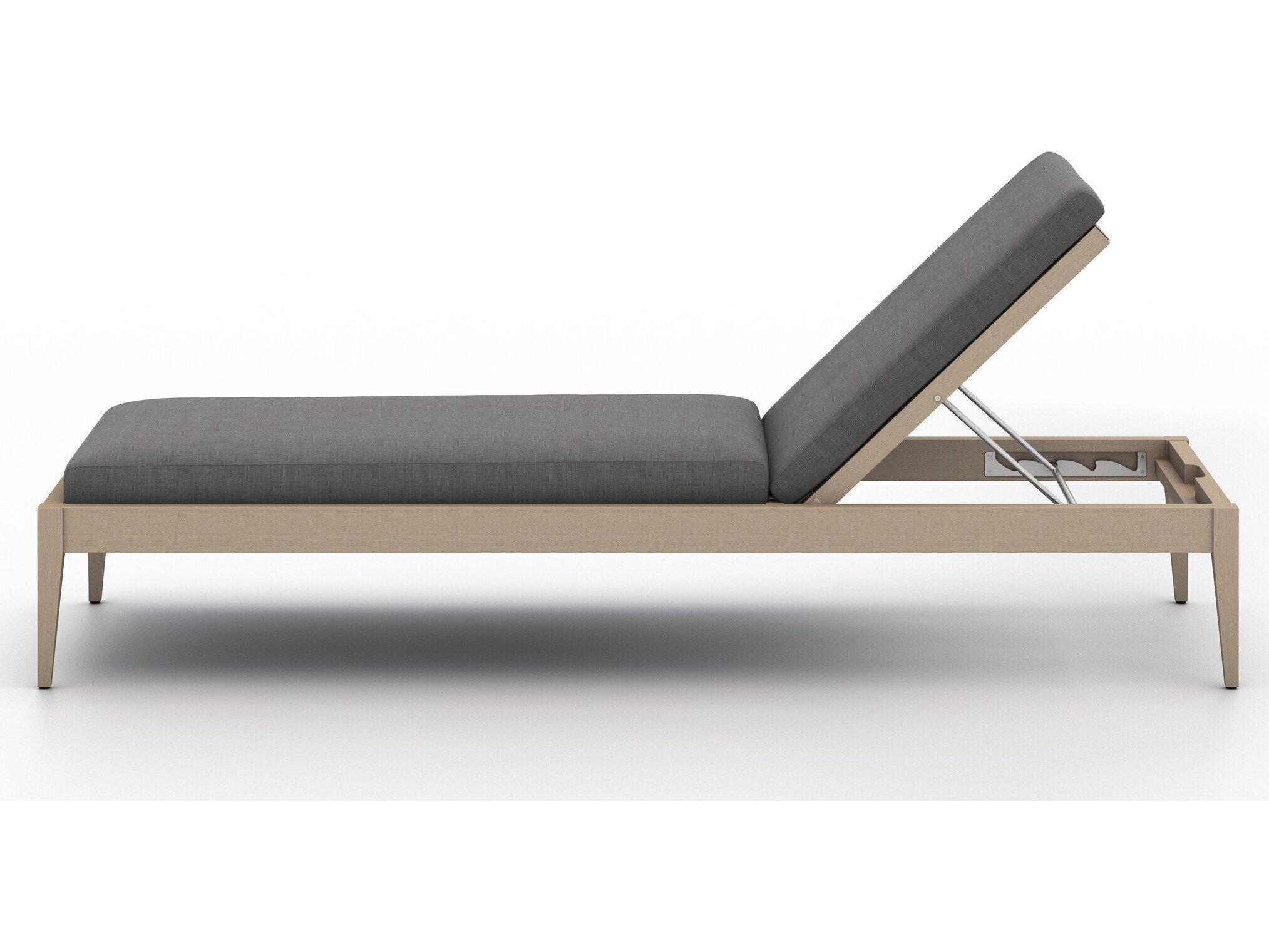 Luxecor Globetrotter Outdoor Washed Brown Teak / Grey Rope Chaise Lounge with Charcoal Cushion