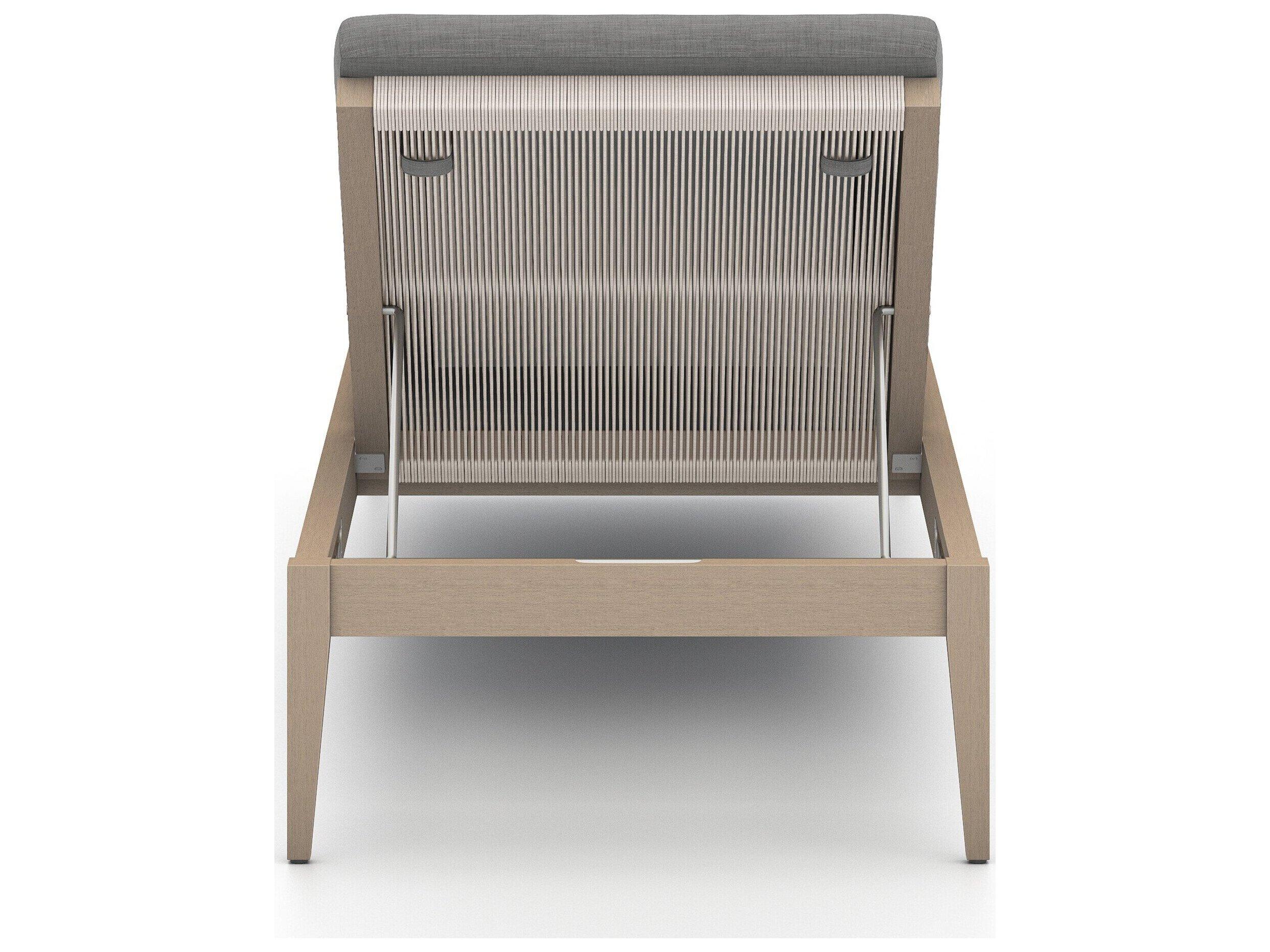 Luxecor Globetrotter Outdoor Washed Brown Teak / Grey Rope Chaise Lounge with Charcoal Cushion