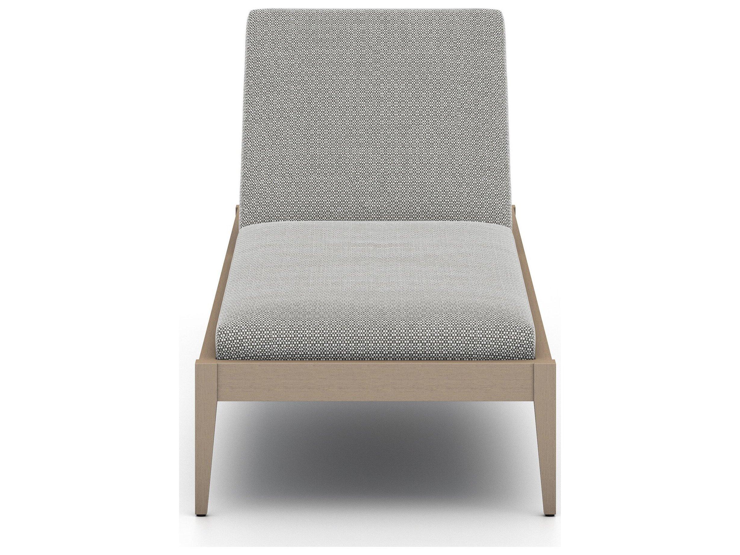 Luxecor Globetrotter Outdoor Washed Brown Teak / Grey Rope Chaise Lounge with Faye Ash Cushion