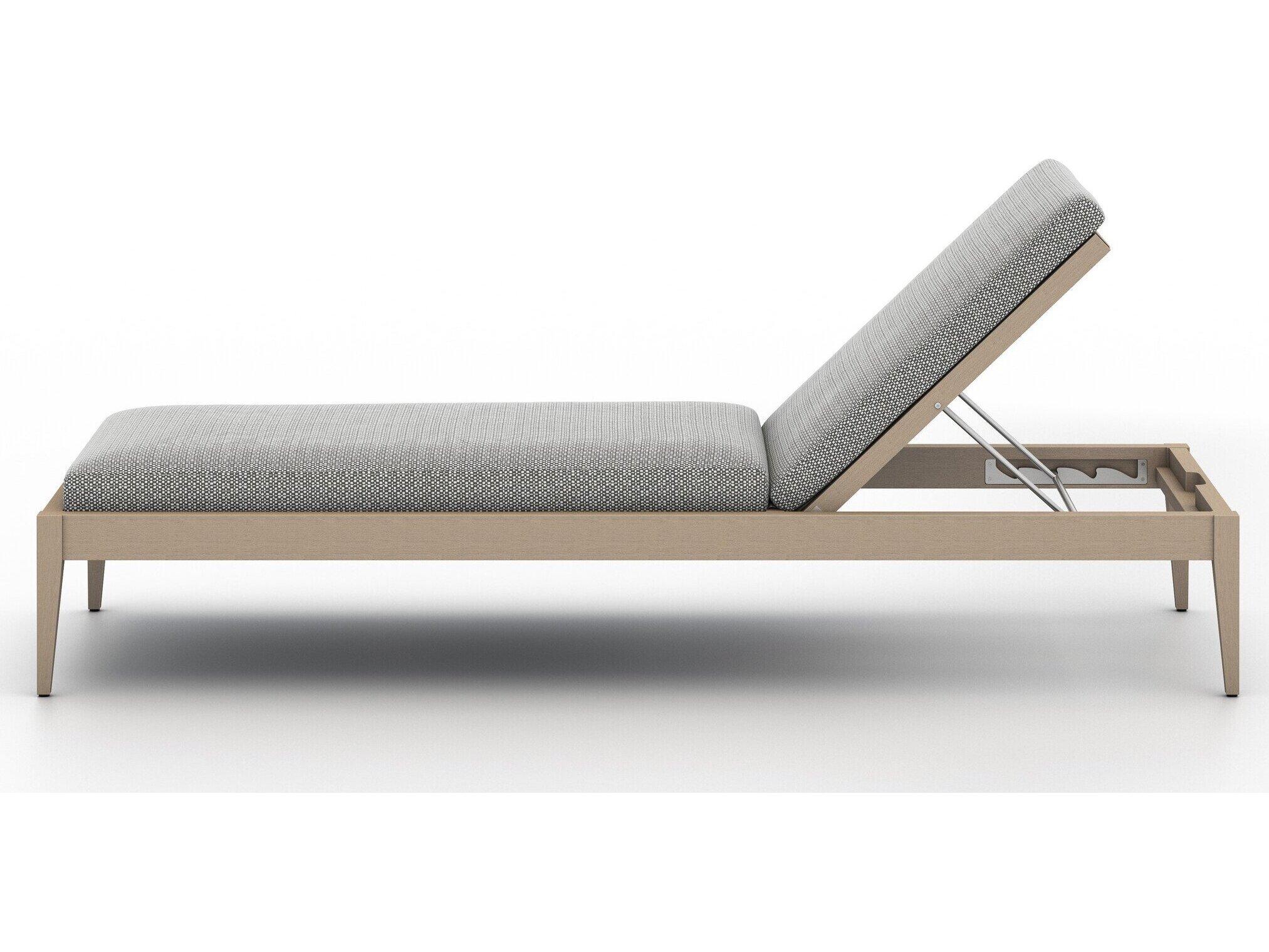 Luxecor Globetrotter Outdoor Washed Brown Teak / Grey Rope Chaise Lounge with Faye Ash Cushion