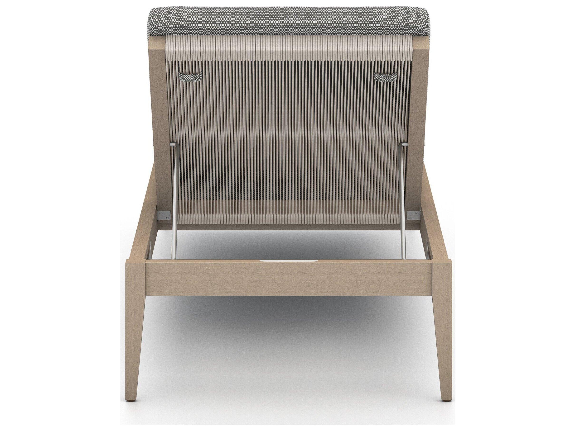Luxecor Globetrotter Outdoor Washed Brown Teak / Grey Rope Chaise Lounge with Faye Ash Cushion