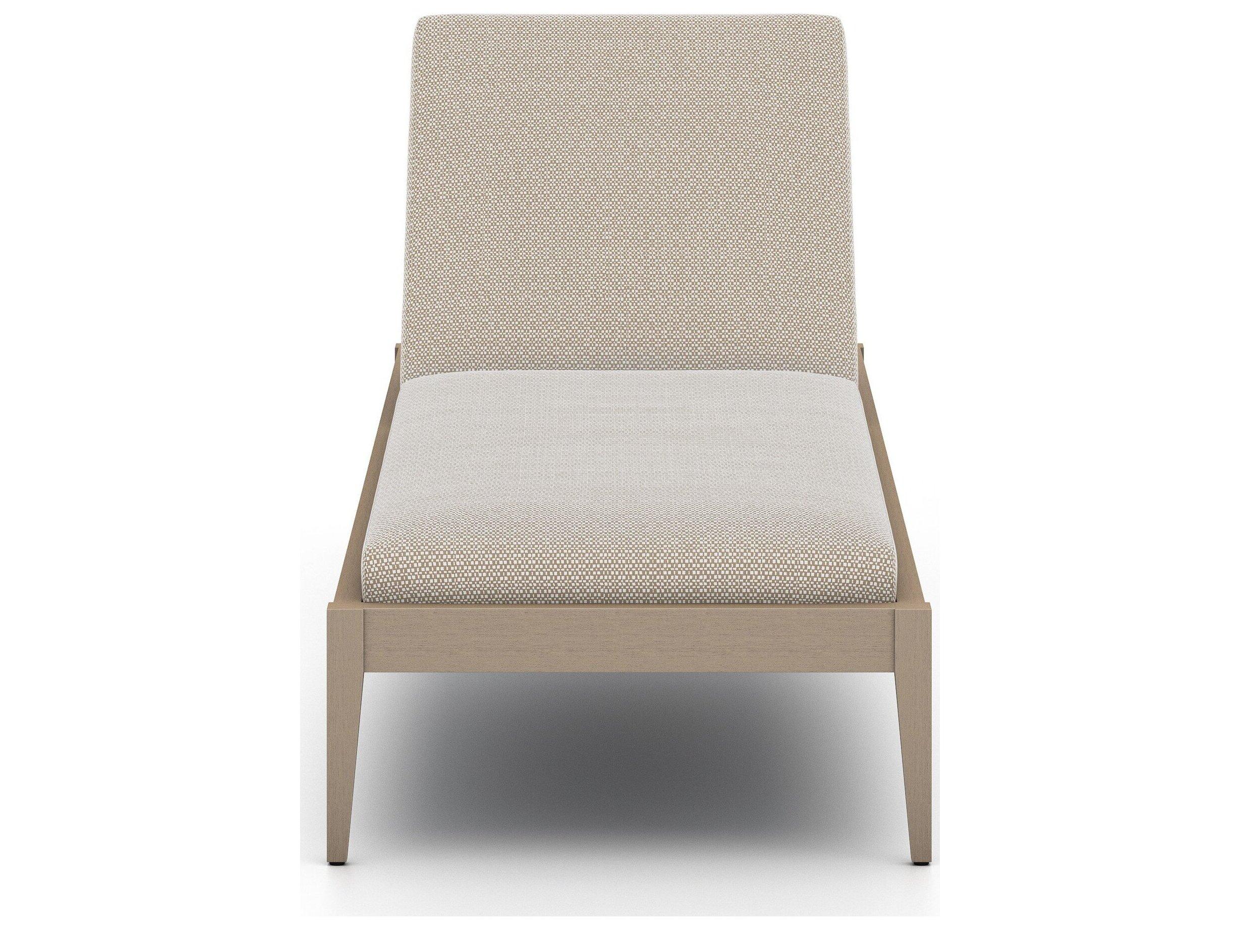 Four Hands Outdoor Solano Washed Brown Teak / Grey Rope Chaise Lounge with Faye Sand Cushion