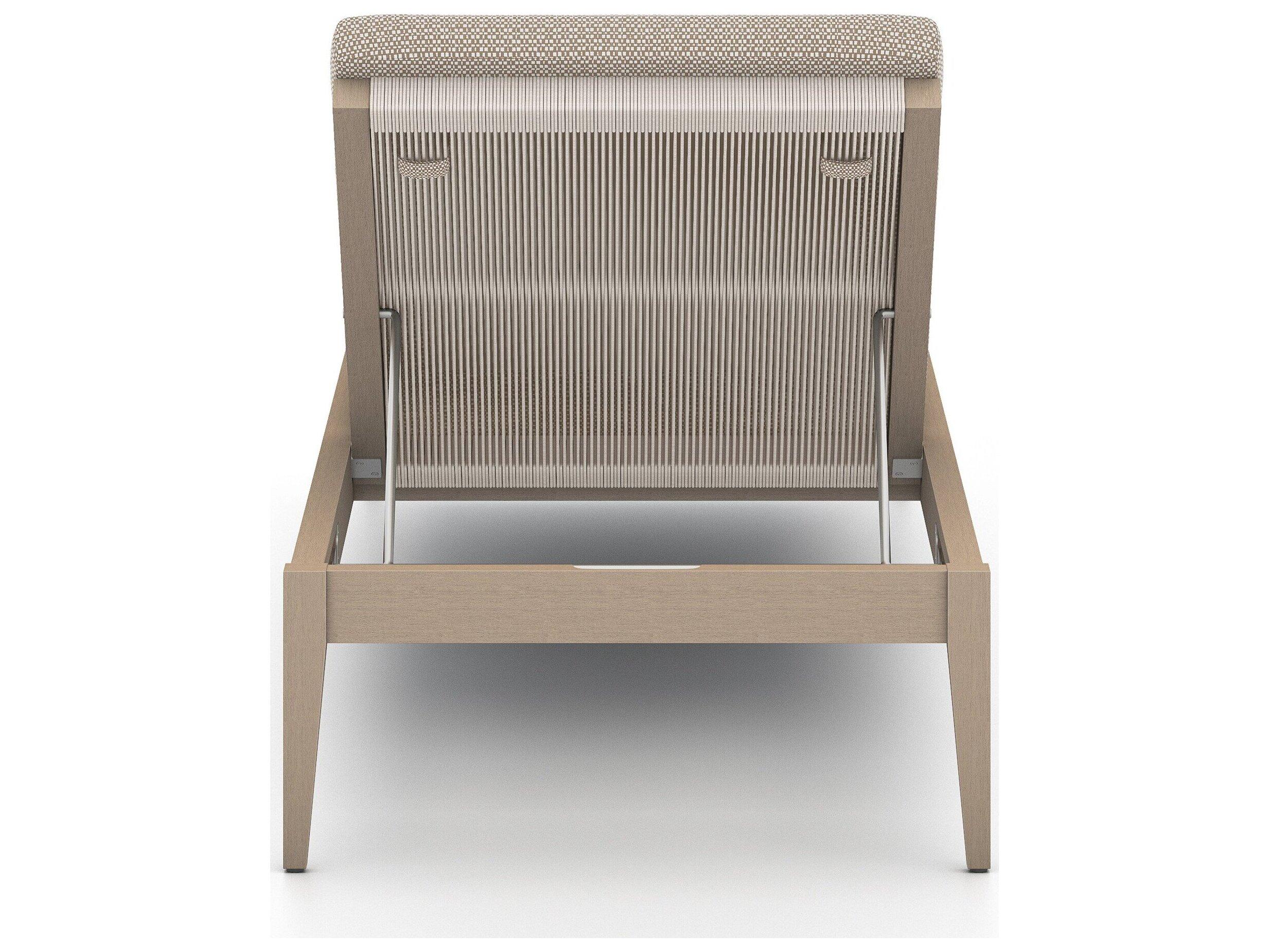 Four Hands Outdoor Solano Washed Brown Teak / Grey Rope Chaise Lounge with Faye Sand Cushion