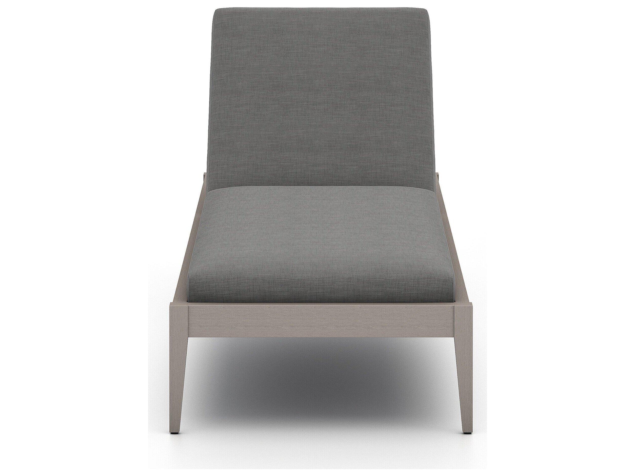 Four Hands Outdoor Solano Weathered Grey Teak / Dark Grey Rope Chaise Lounge with Charcoal Cushion