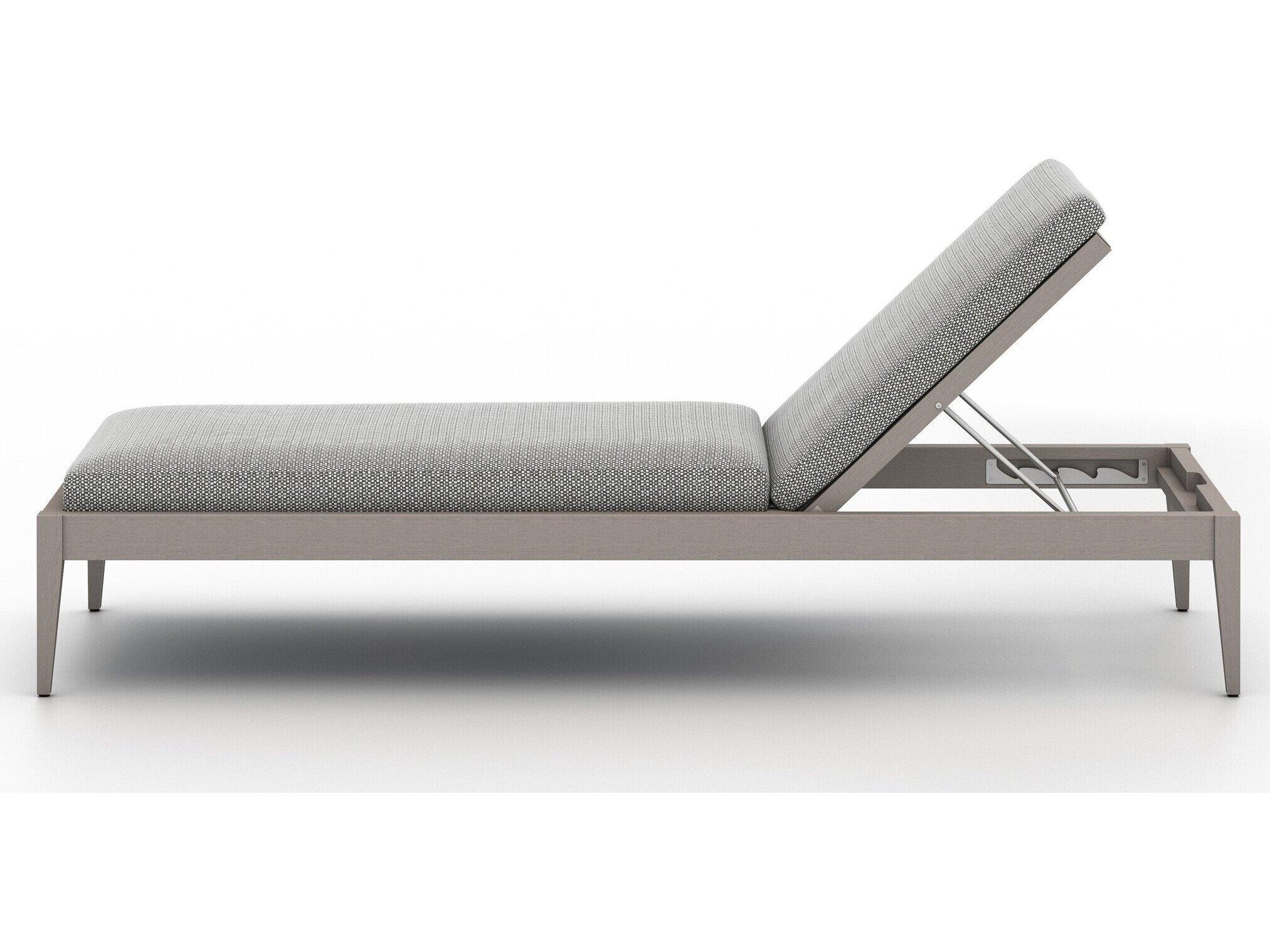 Luxecor Globetrotter Outdoor Weathered Grey Teak / Dark Rope Chaise Lounge with Faye Ash Cushion