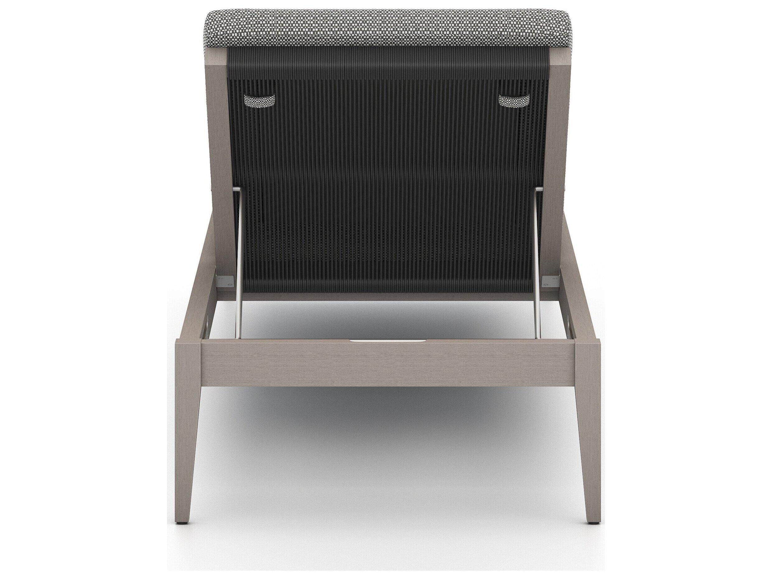 Luxecor Globetrotter Outdoor Weathered Grey Teak / Dark Rope Chaise Lounge with Faye Ash Cushion