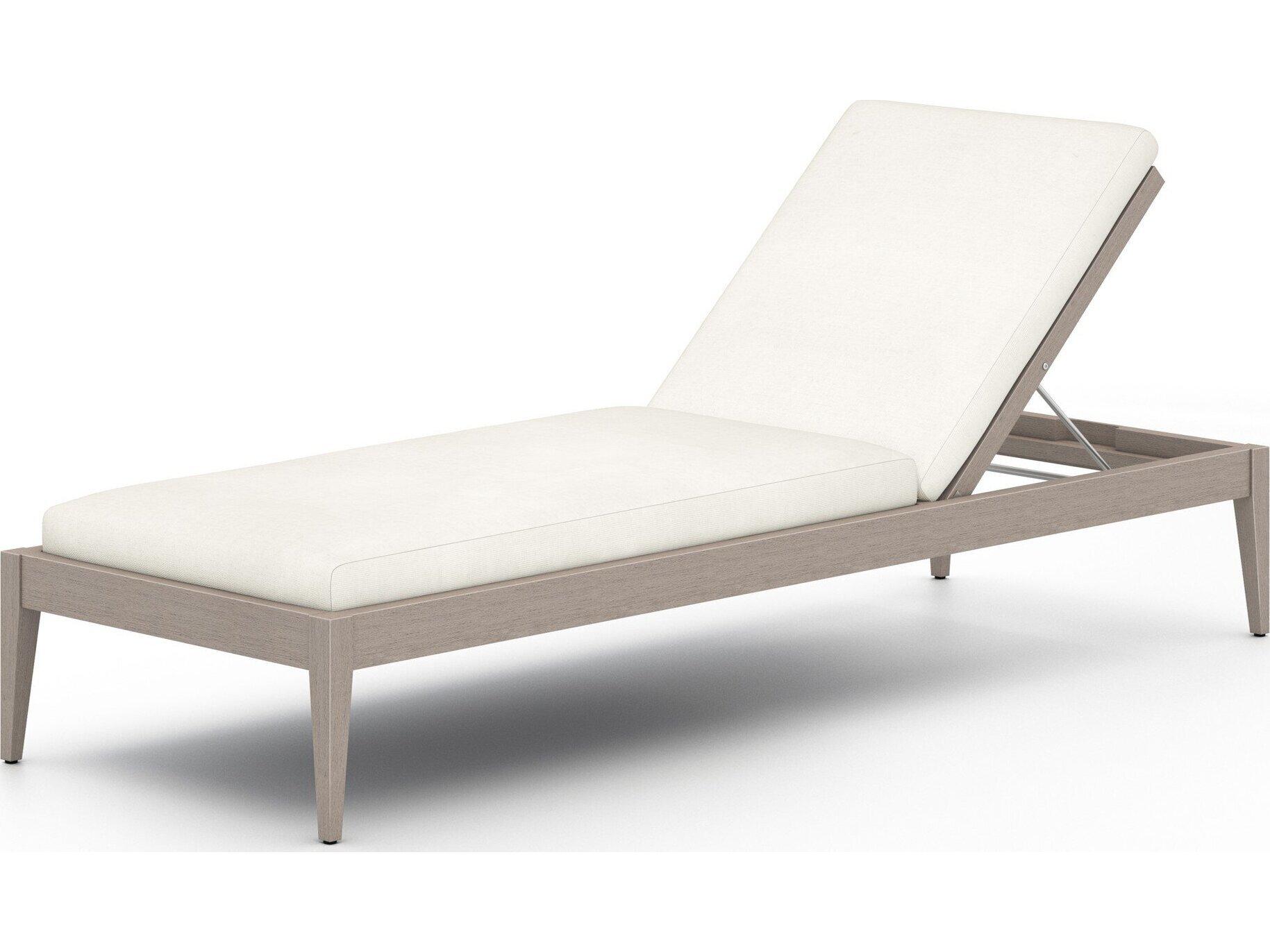 Luxecor Globetrotter Outdoor Weathered Grey Teak / Dark Rope Chaise Lounge with Natural Ivory Cushion