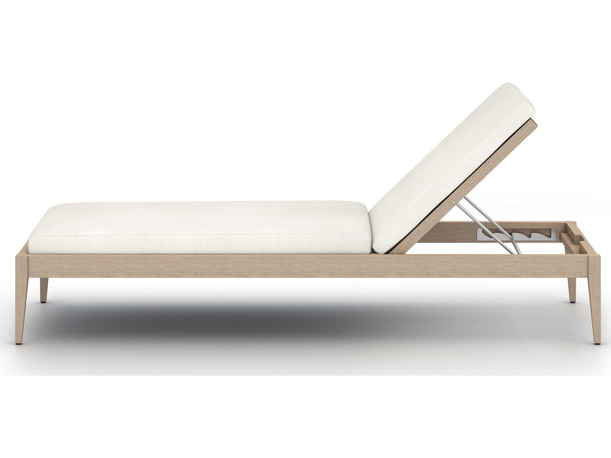 Luxecor Globetrotter Outdoor Washed Brown Teak / Grey Rope Chaise Lounge with Natural Ivory Cushion