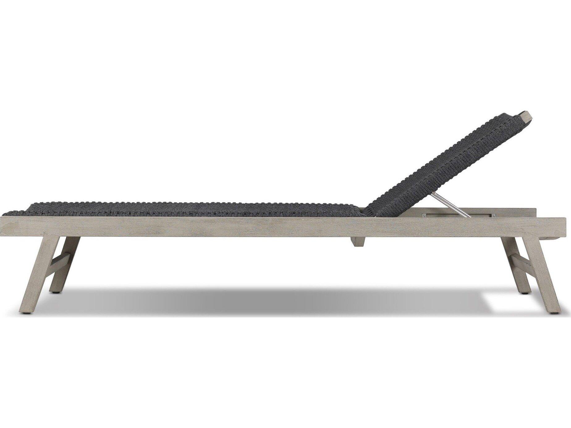 Four Hands Outdoor Solano Weathered Grey Teak / Thick Dark Grey Rope Chaise Lounge