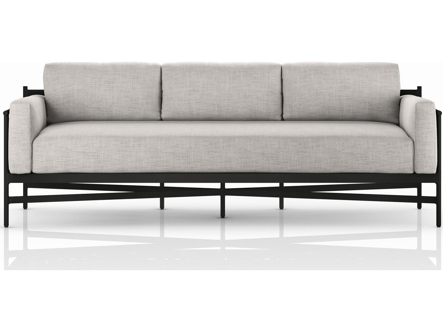 Four Hands Outdoor Solano Hearst Bronze Aluminum Cushion 99" Sofa in Venao Grey
