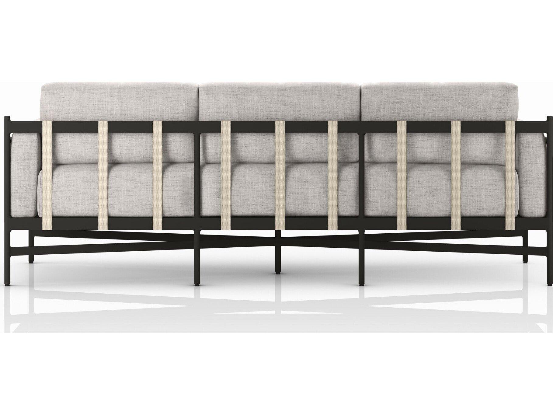 Four Hands Outdoor Solano Hearst Bronze Aluminum Cushion 99" Sofa in Venao Grey