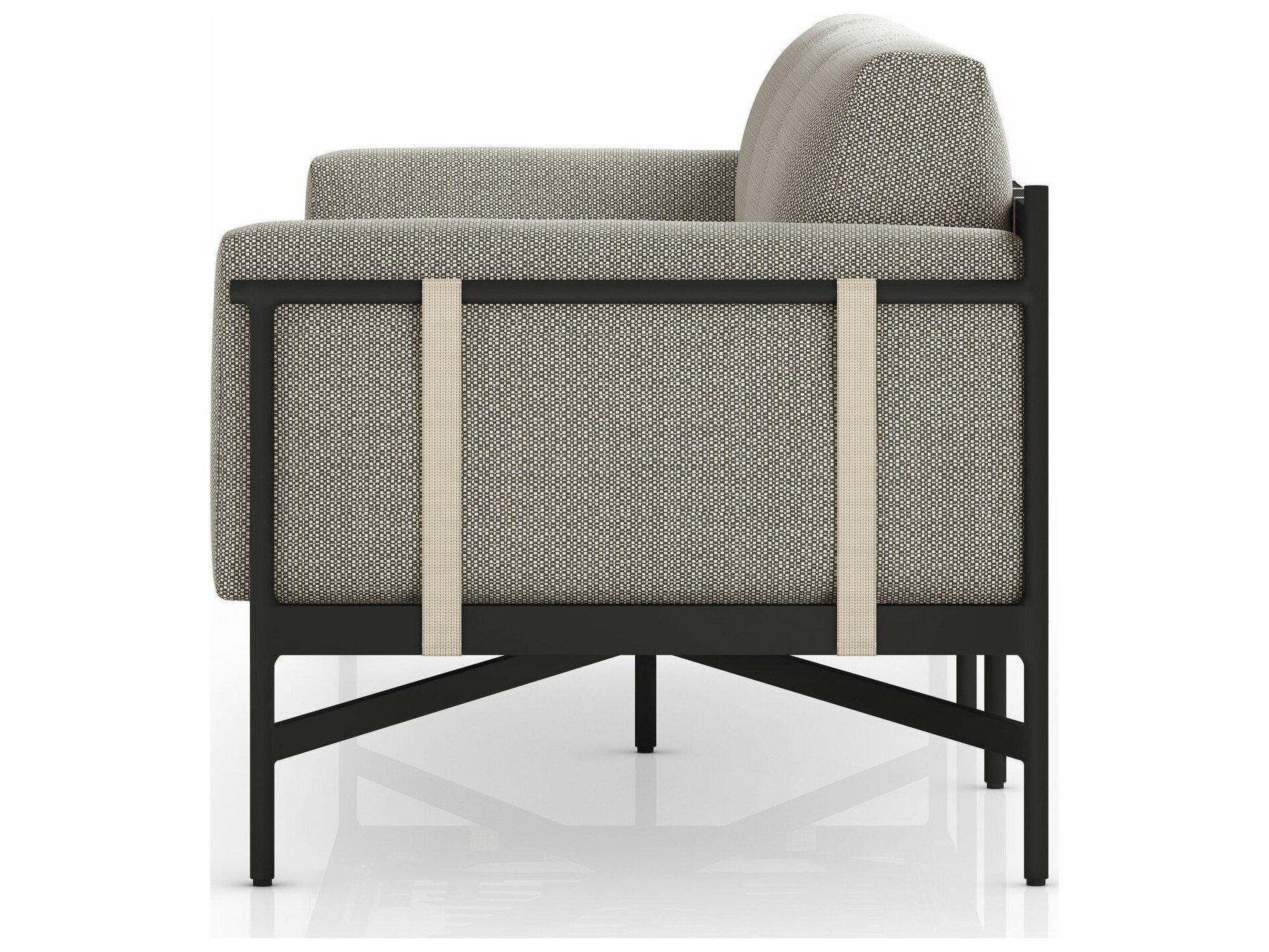 Four Hands Outdoor Solano Hearst Bronze Aluminum Cushion 99" Sofa in Faye Ash