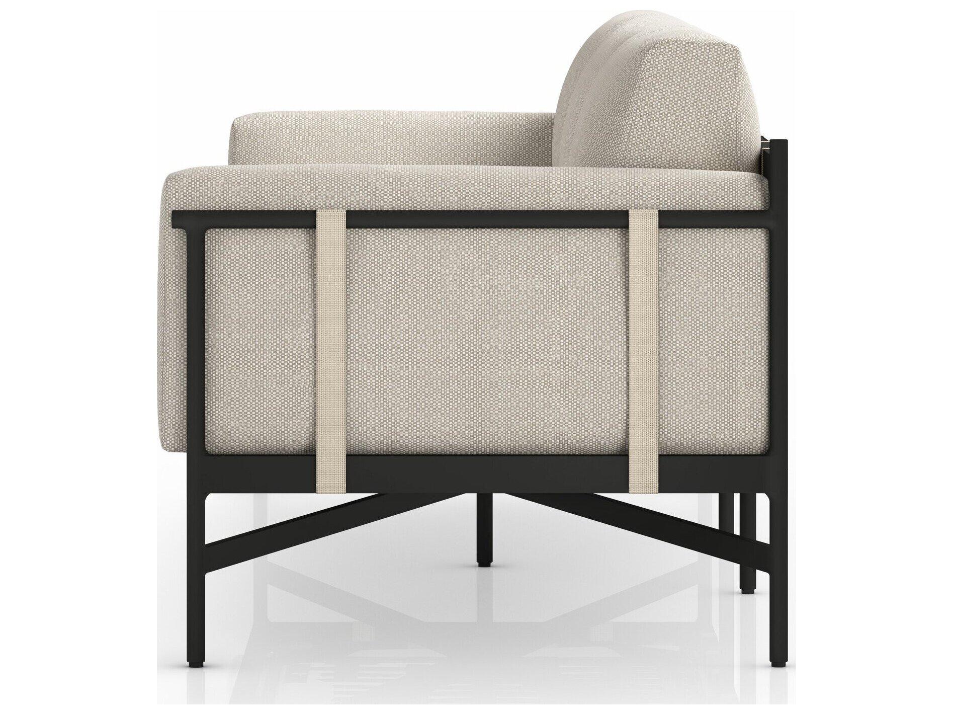 Four Hands Outdoor Solano Hearst Bronze Aluminum Cushion 99" Sofa in Faye Sand