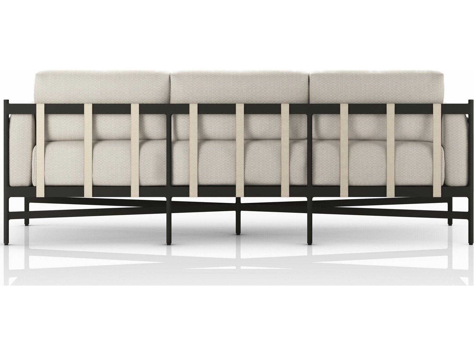 Four Hands Outdoor Solano Hearst Bronze Aluminum Cushion 99" Sofa in Faye Sand