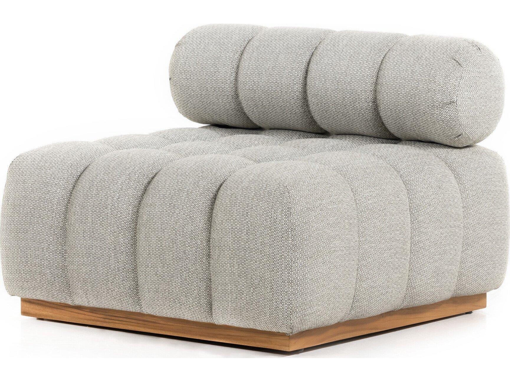 Four Hands Outdoor Solano Natural Teak / Faye Ash Cushion Armless Lounge Chair