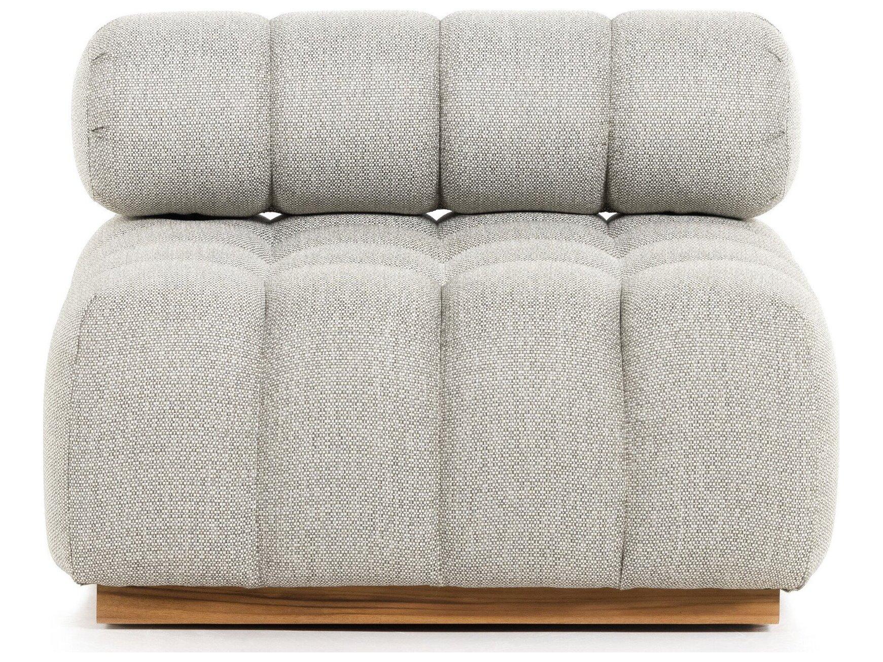 Four Hands Outdoor Solano Natural Teak / Faye Ash Cushion Armless Lounge Chair