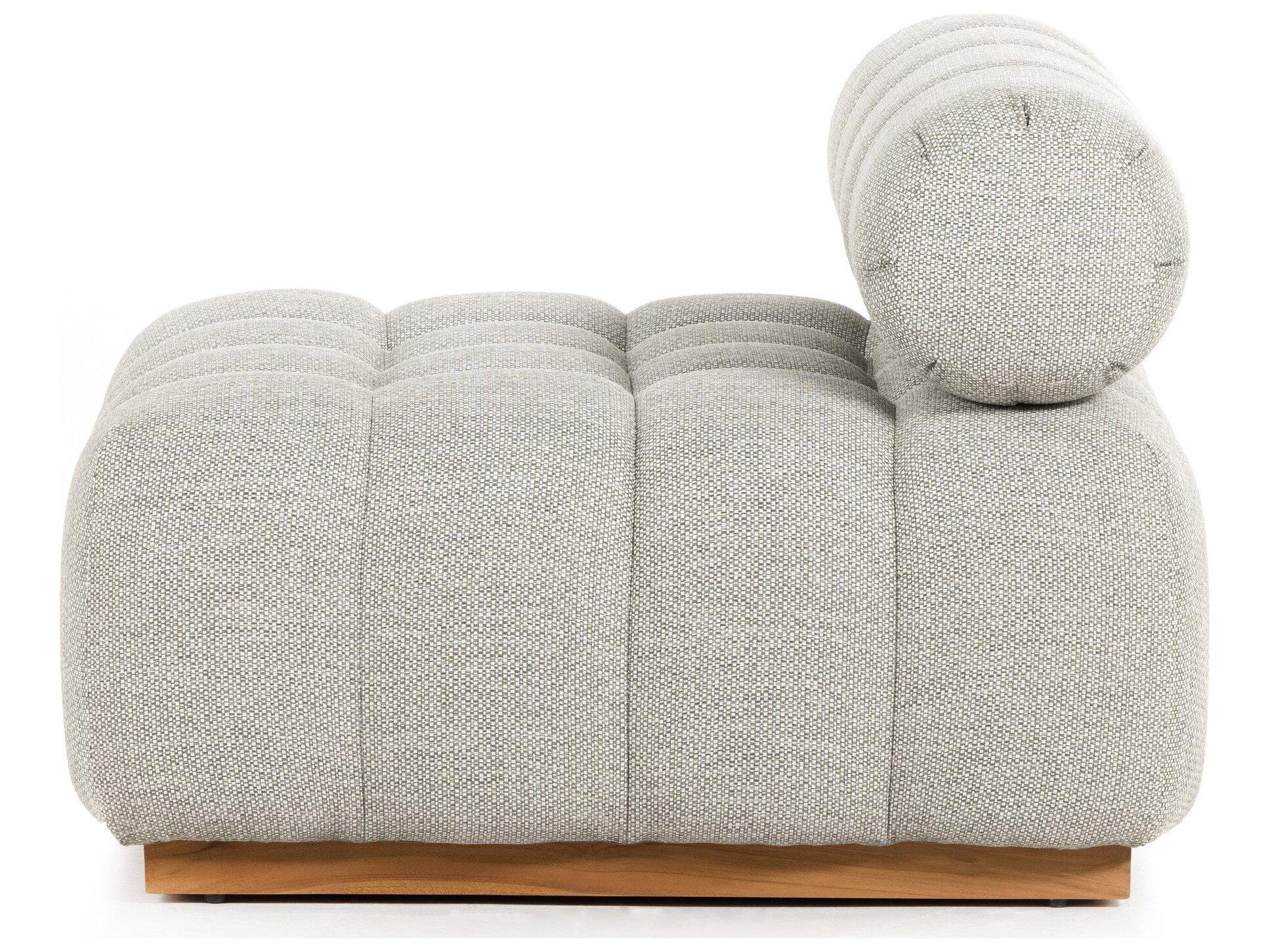 Four Hands Outdoor Solano Natural Teak / Faye Ash Cushion Armless Lounge Chair