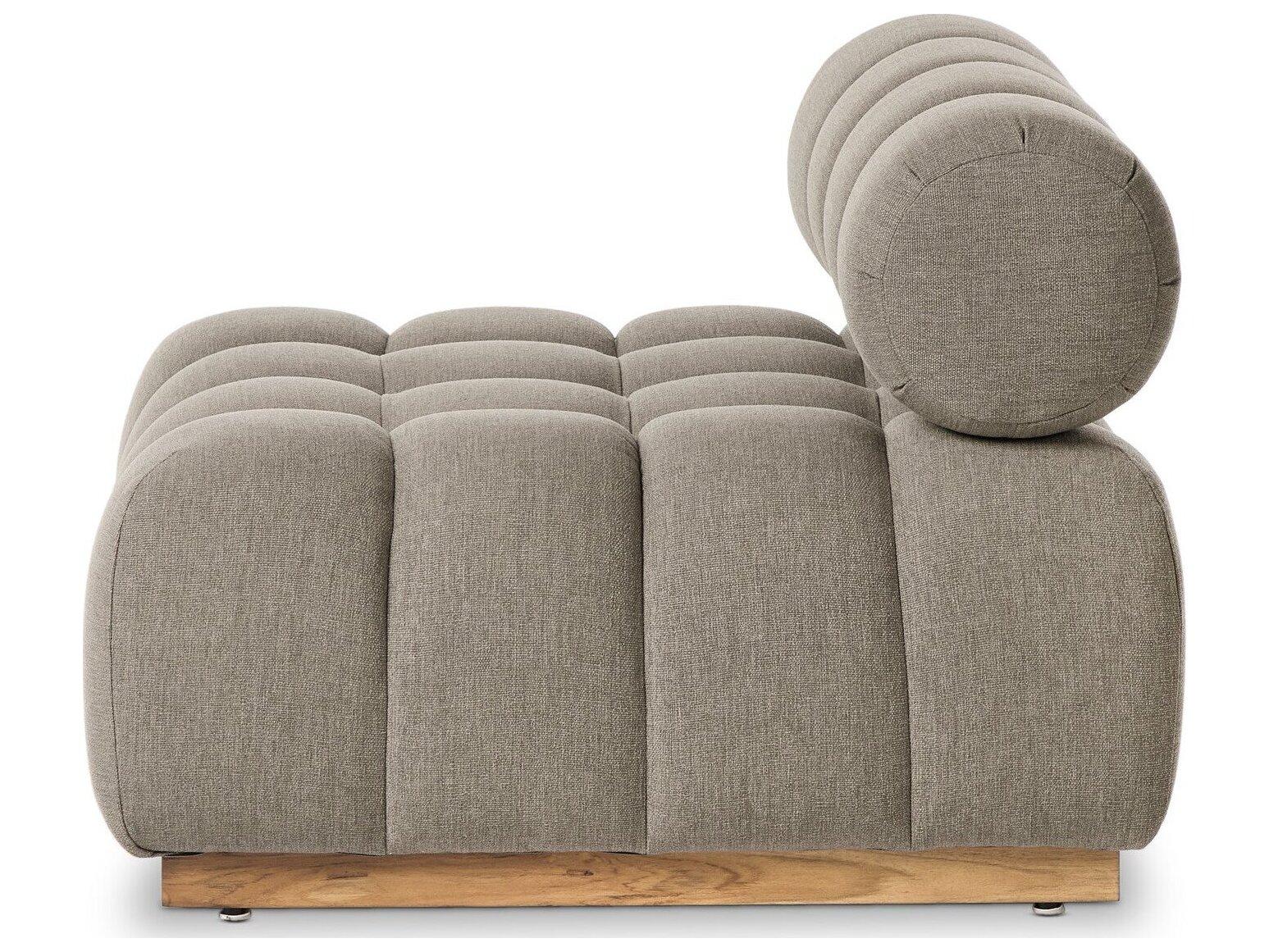 Four Hands Outdoor Solano Natural Teak Armless Lounge Chair with Alessi Fawn Cushion