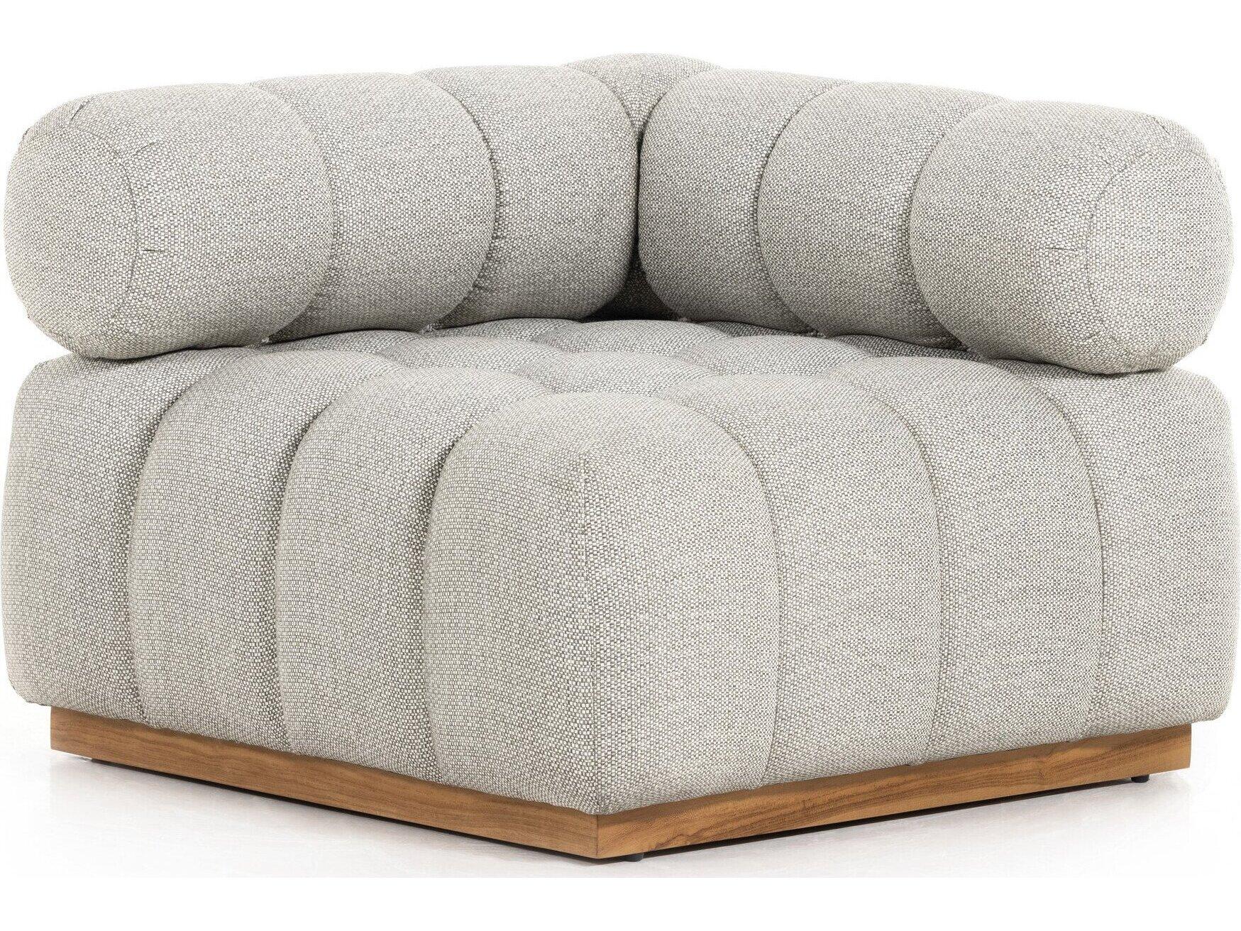 Four Hands Outdoor Solano Natural Teak / Faye Ash Cushion Corner Lounge Chair