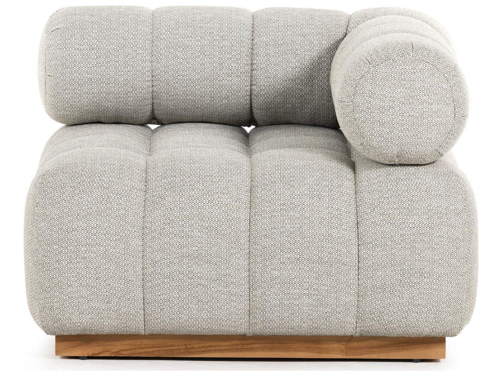 Four Hands Outdoor Solano Natural Teak / Faye Ash Cushion Corner Lounge Chair