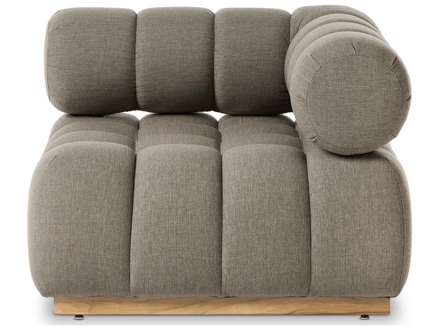 Four Hands Outdoor Solano Natural Teak Corner Lounge Chair with Alessi Fawn Cushion