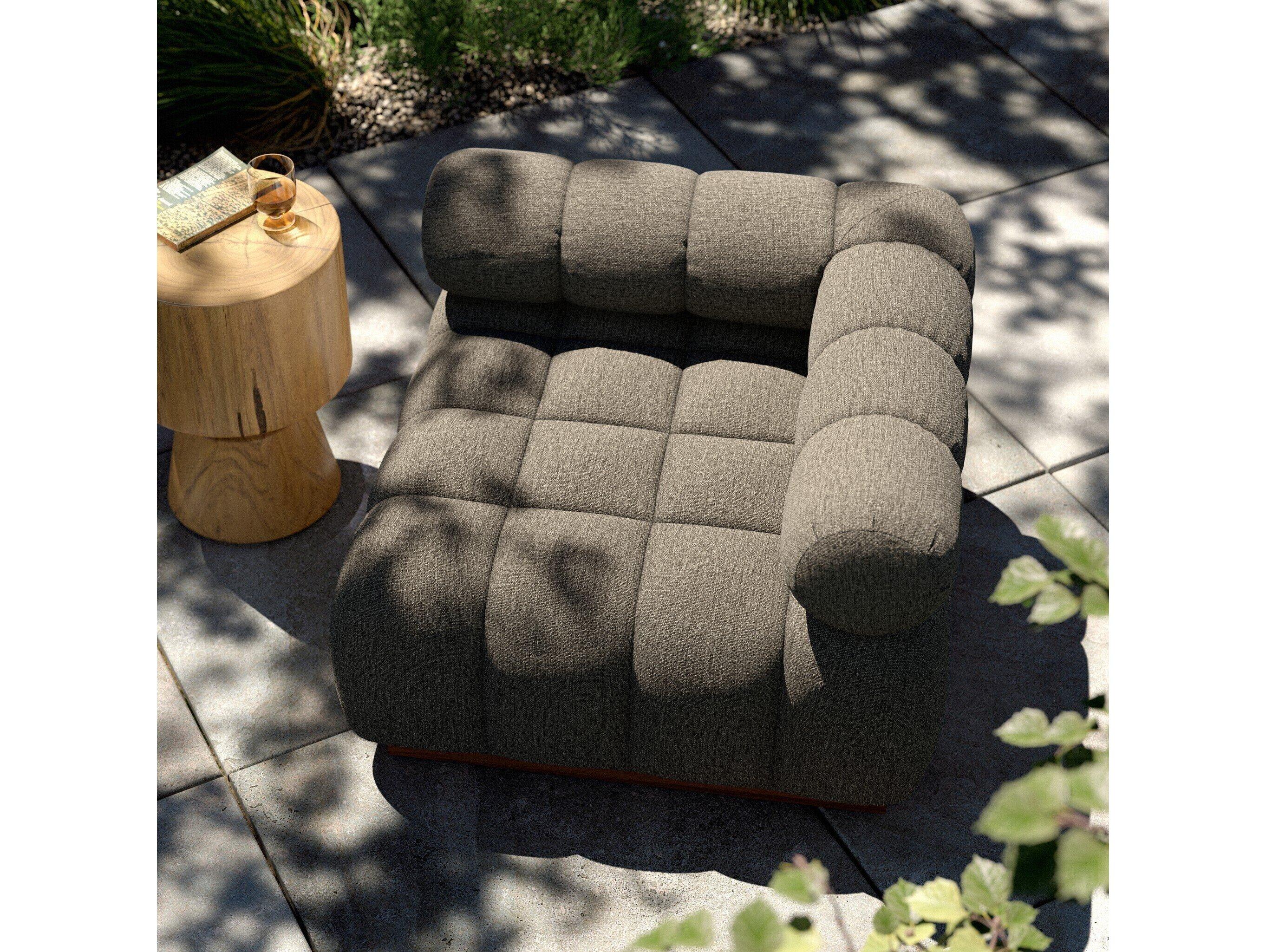 Four Hands Outdoor Solano Natural Teak Corner Lounge Chair with Alessi Fawn Cushion