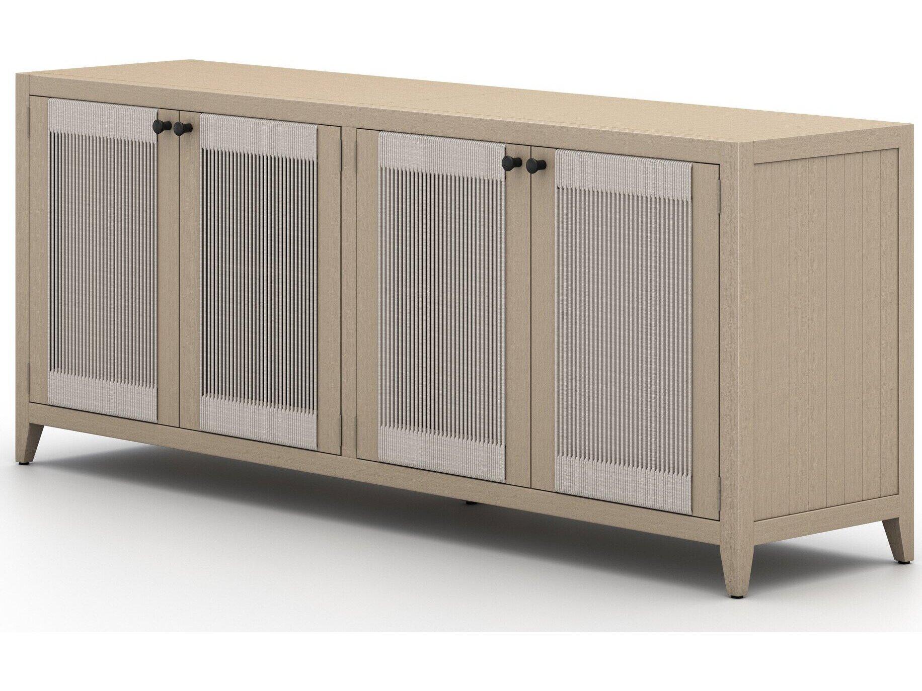 Four Hands Outdoor Solano Washed Brown Teak / Grey Rope Sideboard