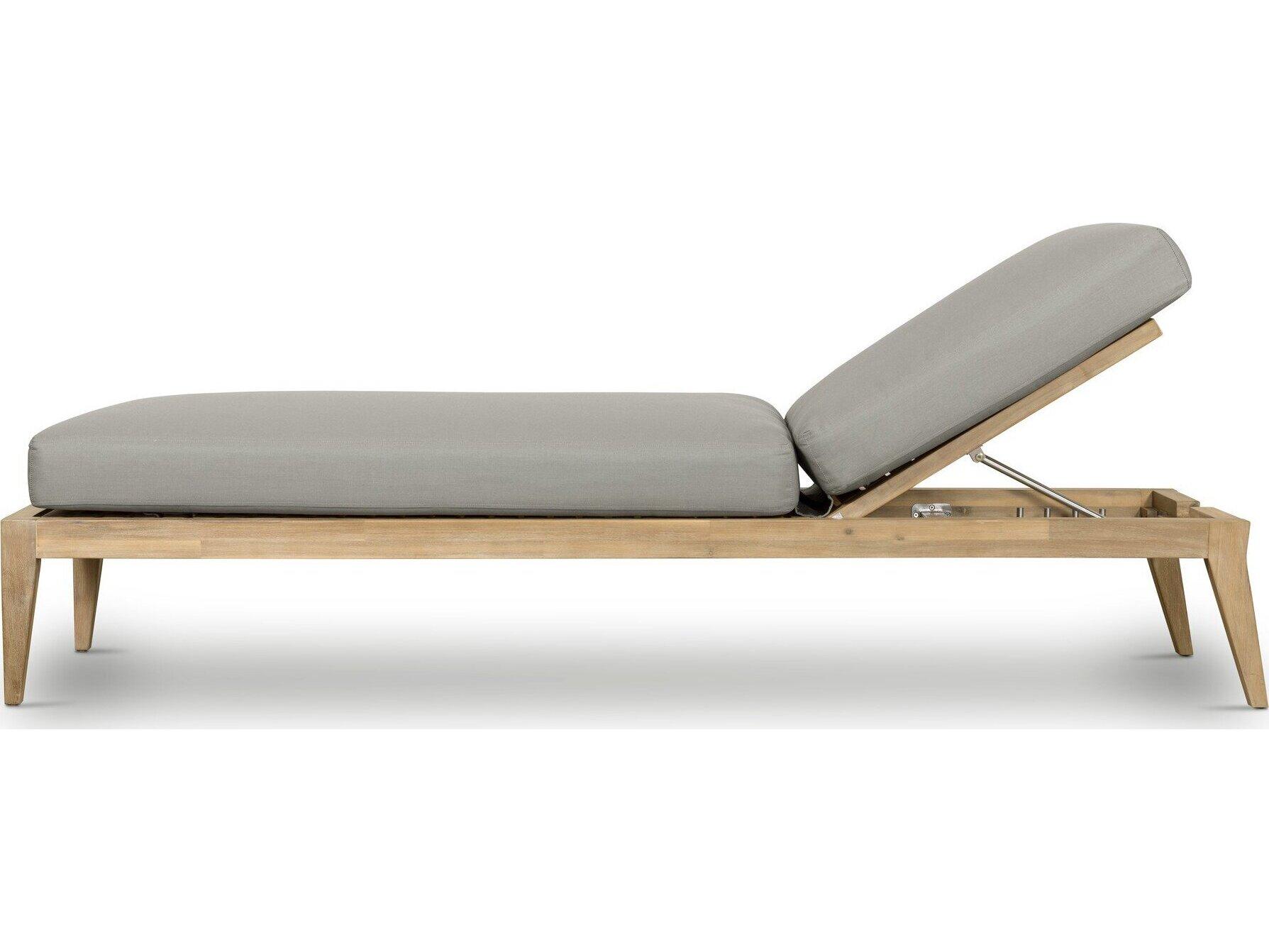 Four Hands Outdoor Belfast Royal Taupe / Natural Acacia Chaise Lounge