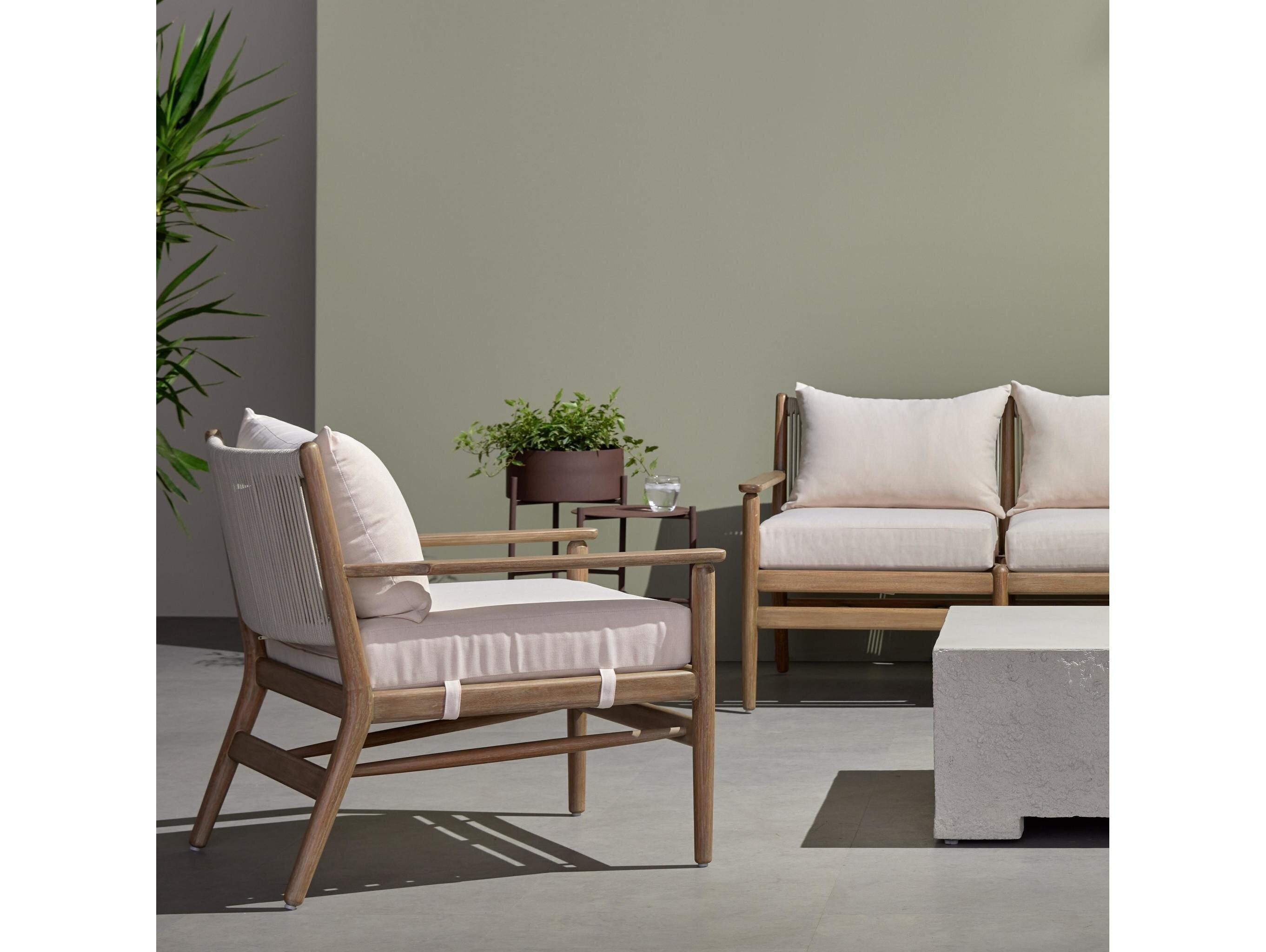 Four Hands Outdoor Halsted Natural Rope / Lakin Oat Eucalyptus Lounge Chair